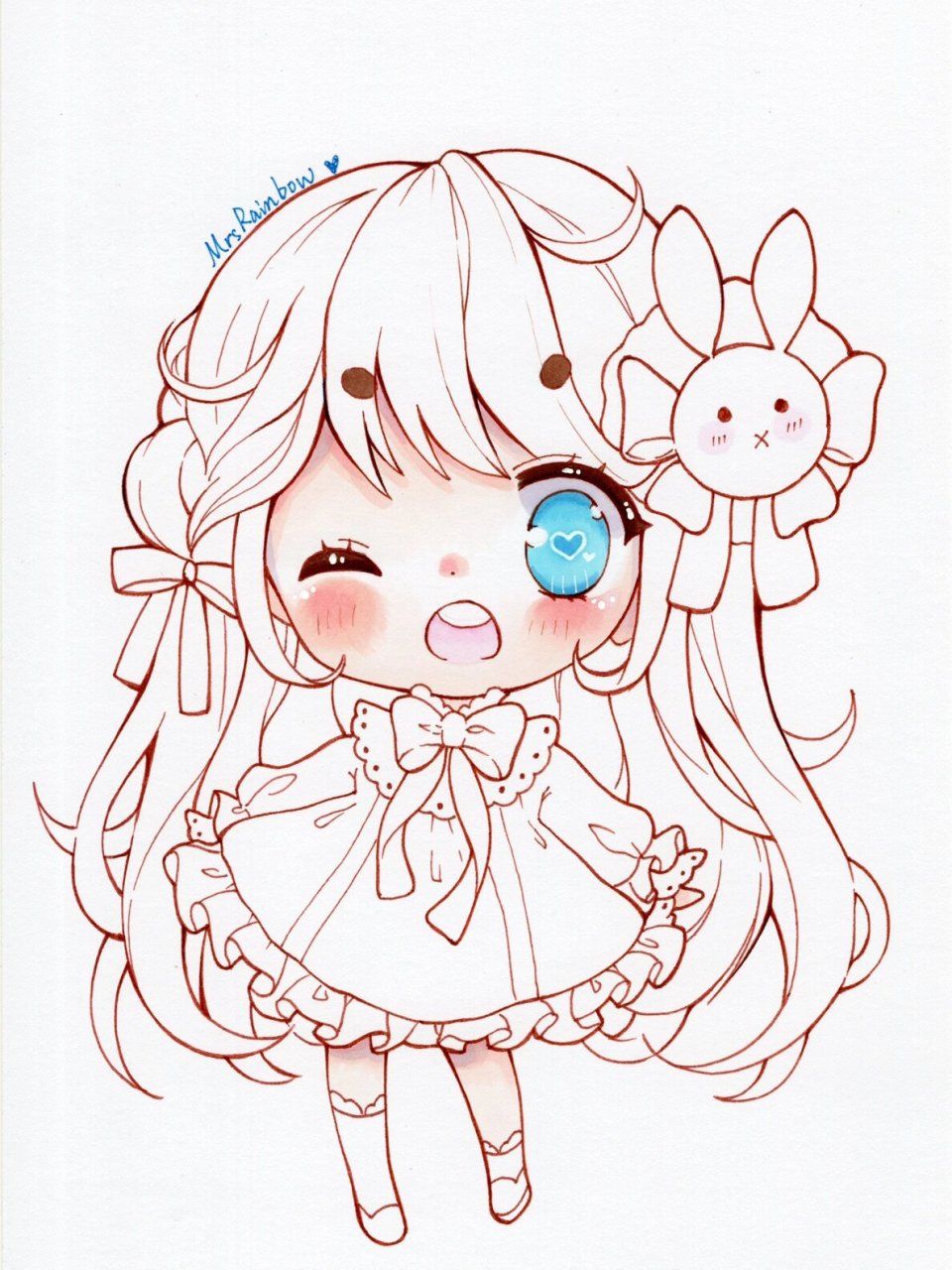 马克笔临摹-洛丽塔兔兔,绘画教程步骤色号 原作者:meo.