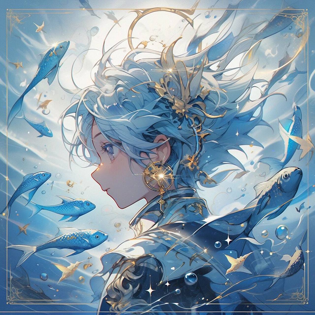 midjourney | 十二星座-双鱼女孩星座头像 咒语如下「喜欢的点下赞和