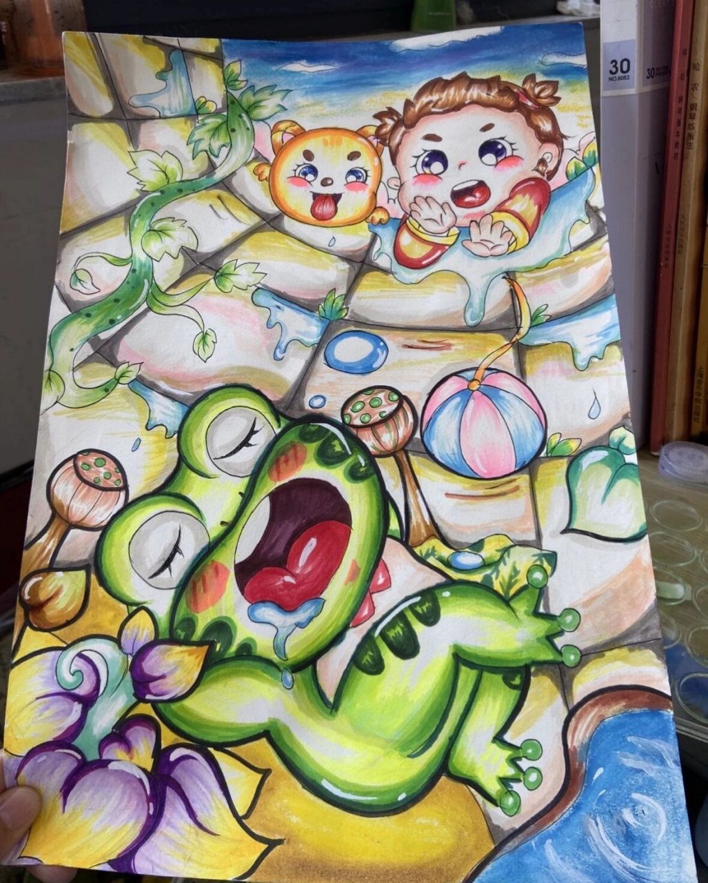 井底之蛙儿童简笔画 儿童简笔画