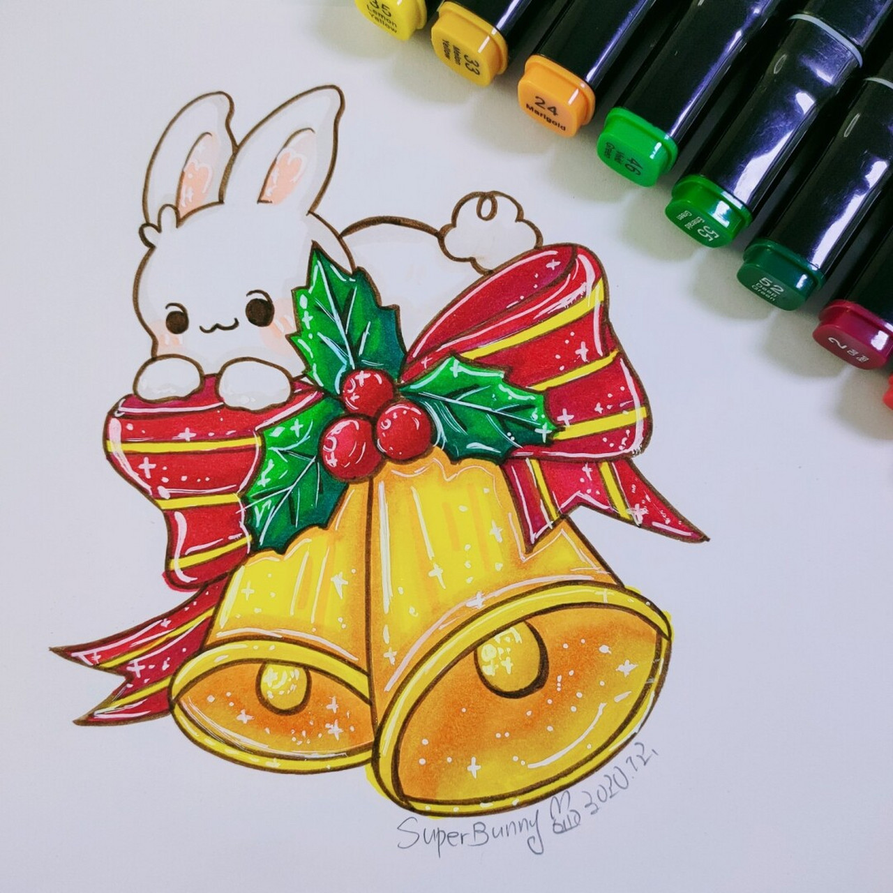 104可爱兔兔马克笔90圣诞铃铛兔兔 90909090 949494