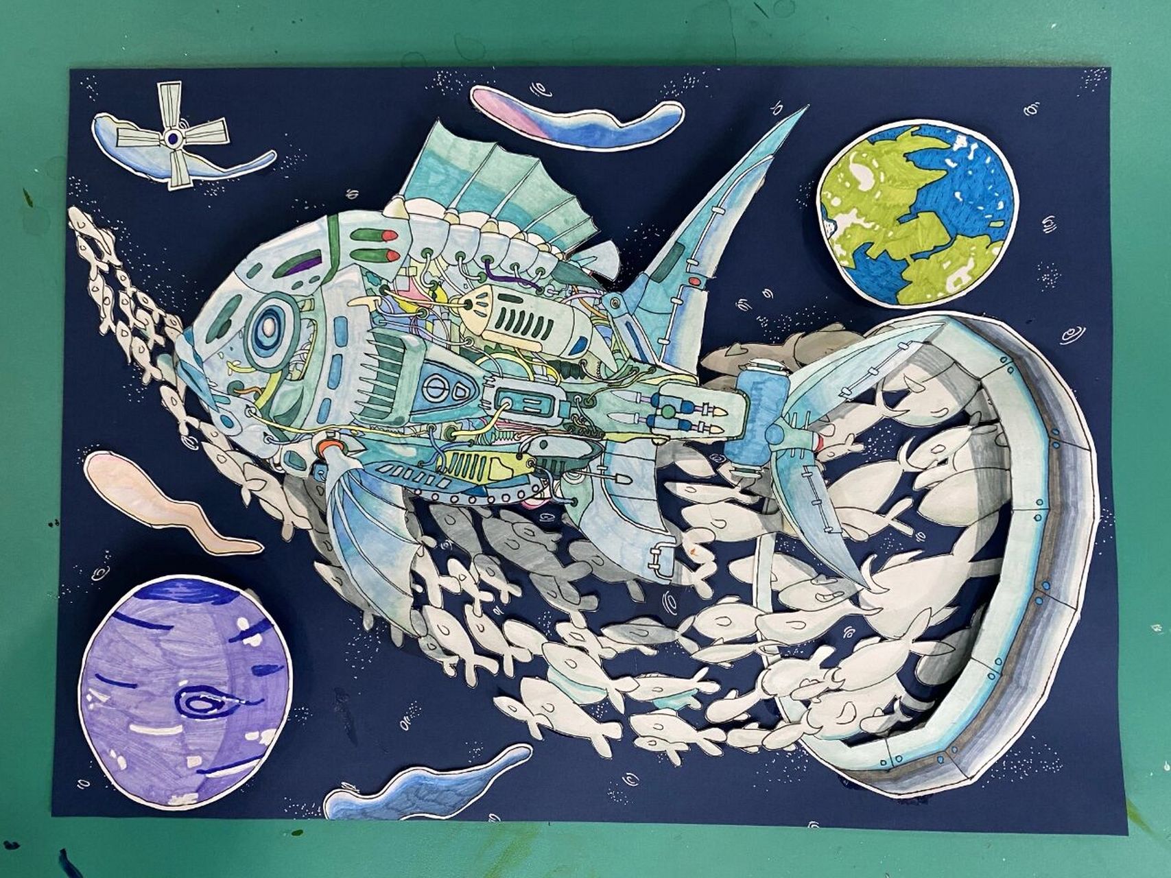 科技画 参加科技节比赛,获得一等奖. 有参考其他图片,加上学生的改编.