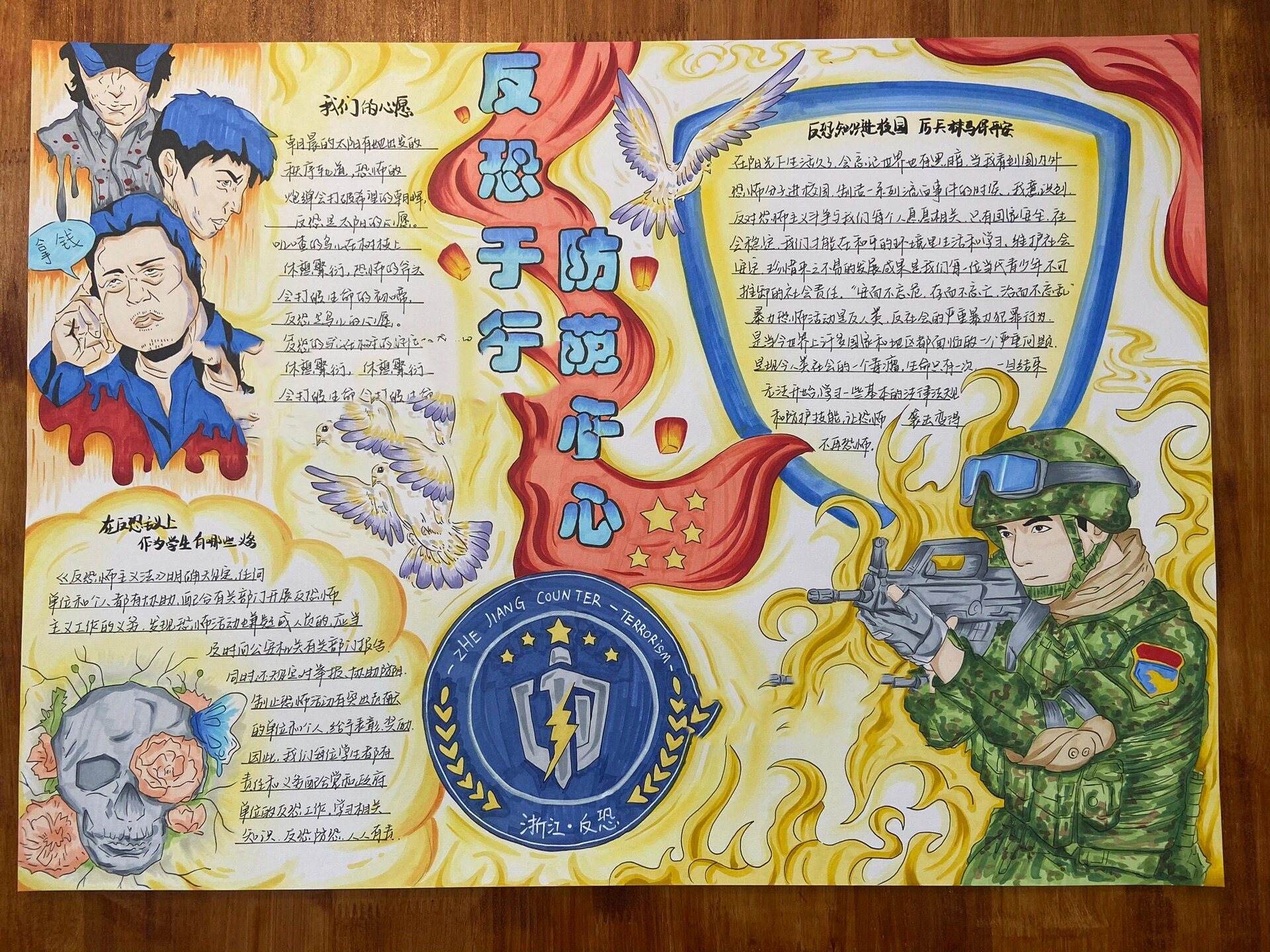 手抄报设计 | 反恐防暴手抄报