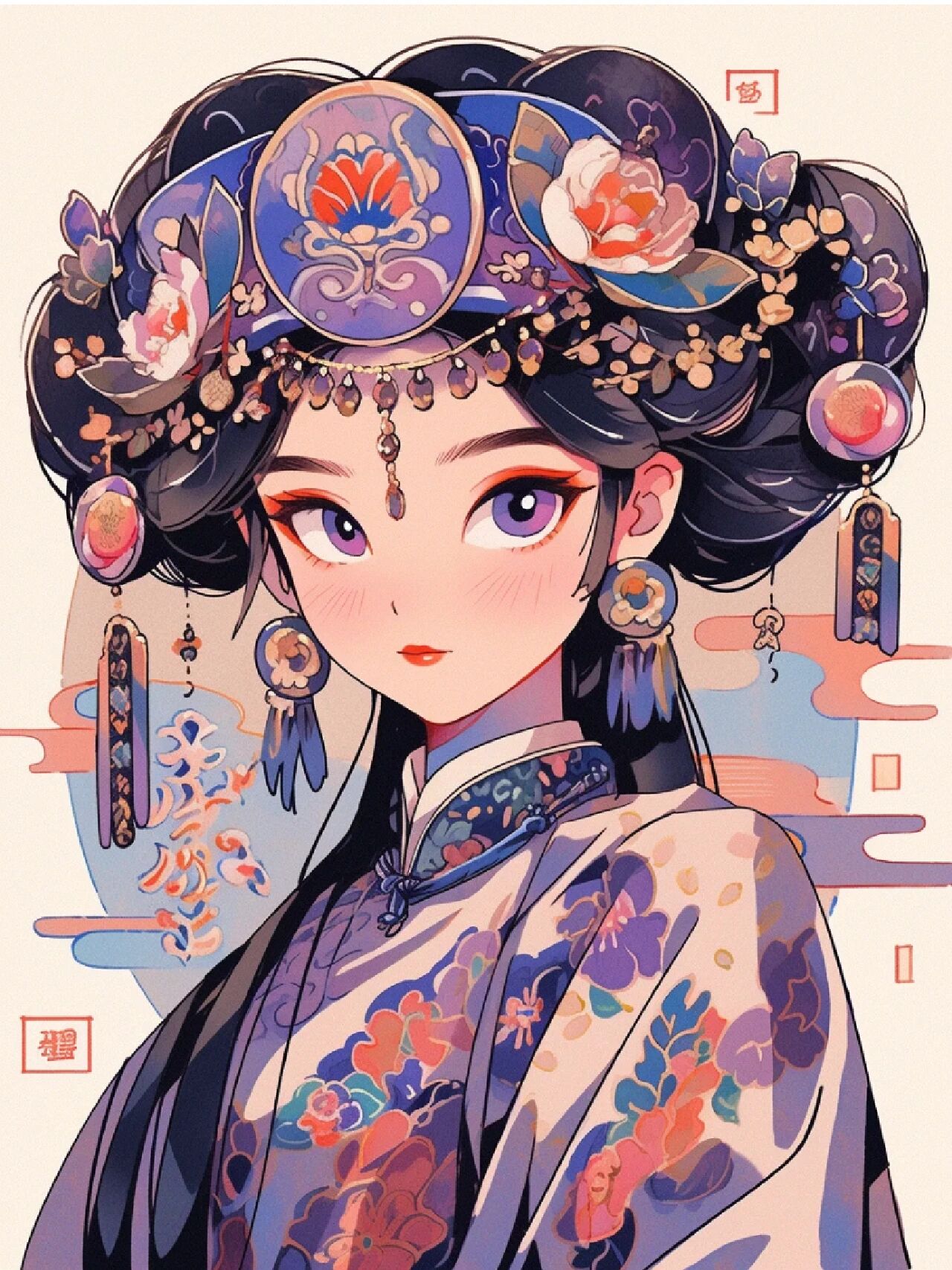 紫色古风人物素材分享