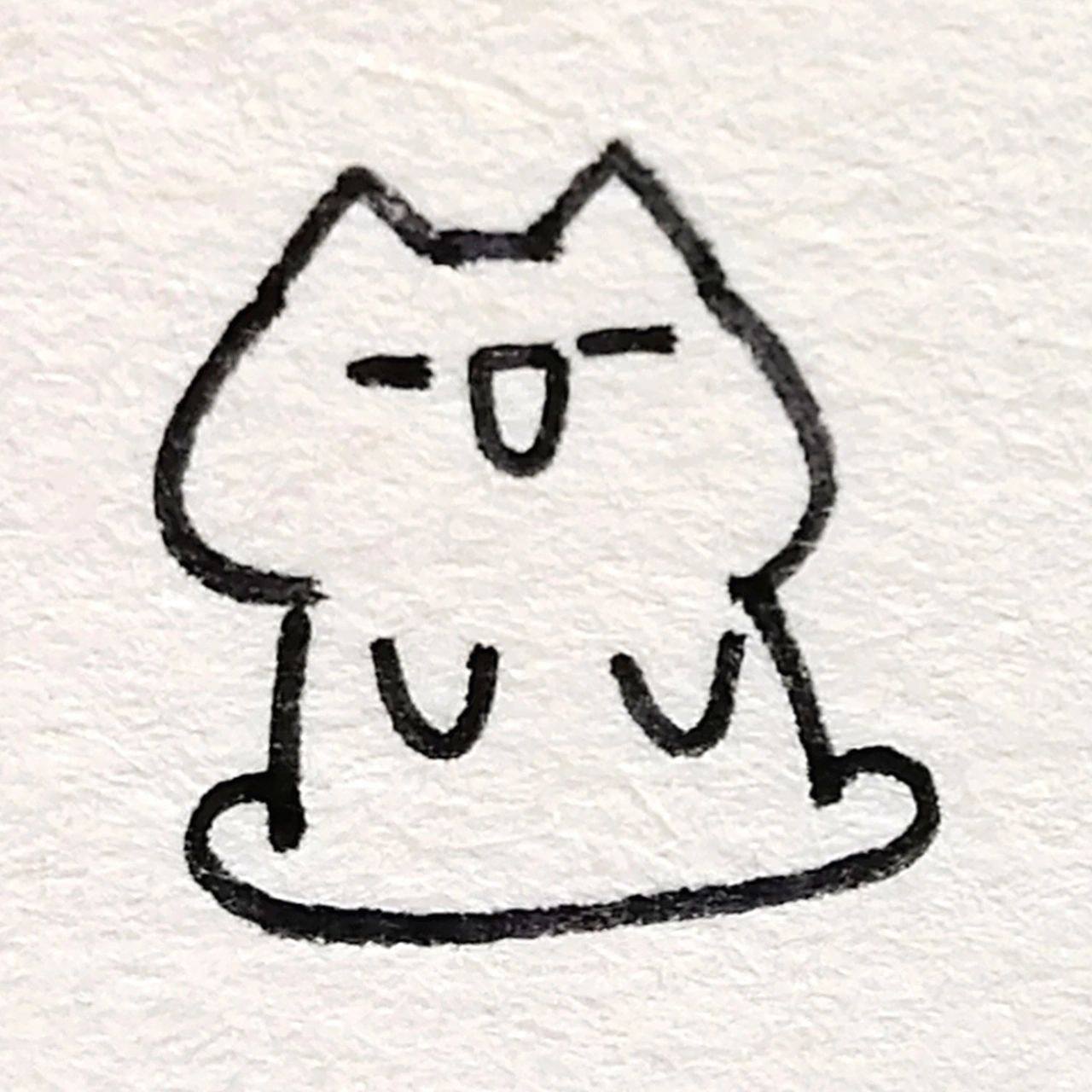 打工人太难了93 	 手绘表情包 | 黑白简笔画 | 简笔画 | 猫猫简笔画