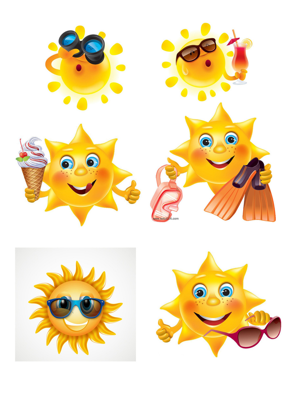 卡通太阳 手绘插画素材