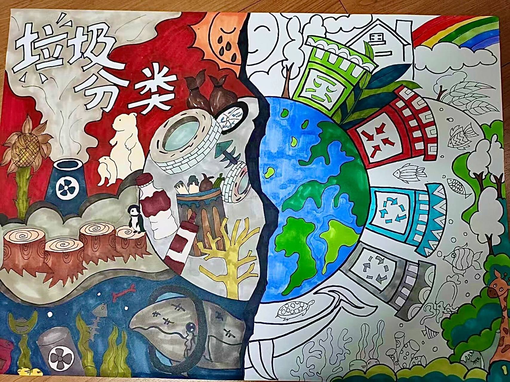 垃圾分类丨保护地球主题绘画