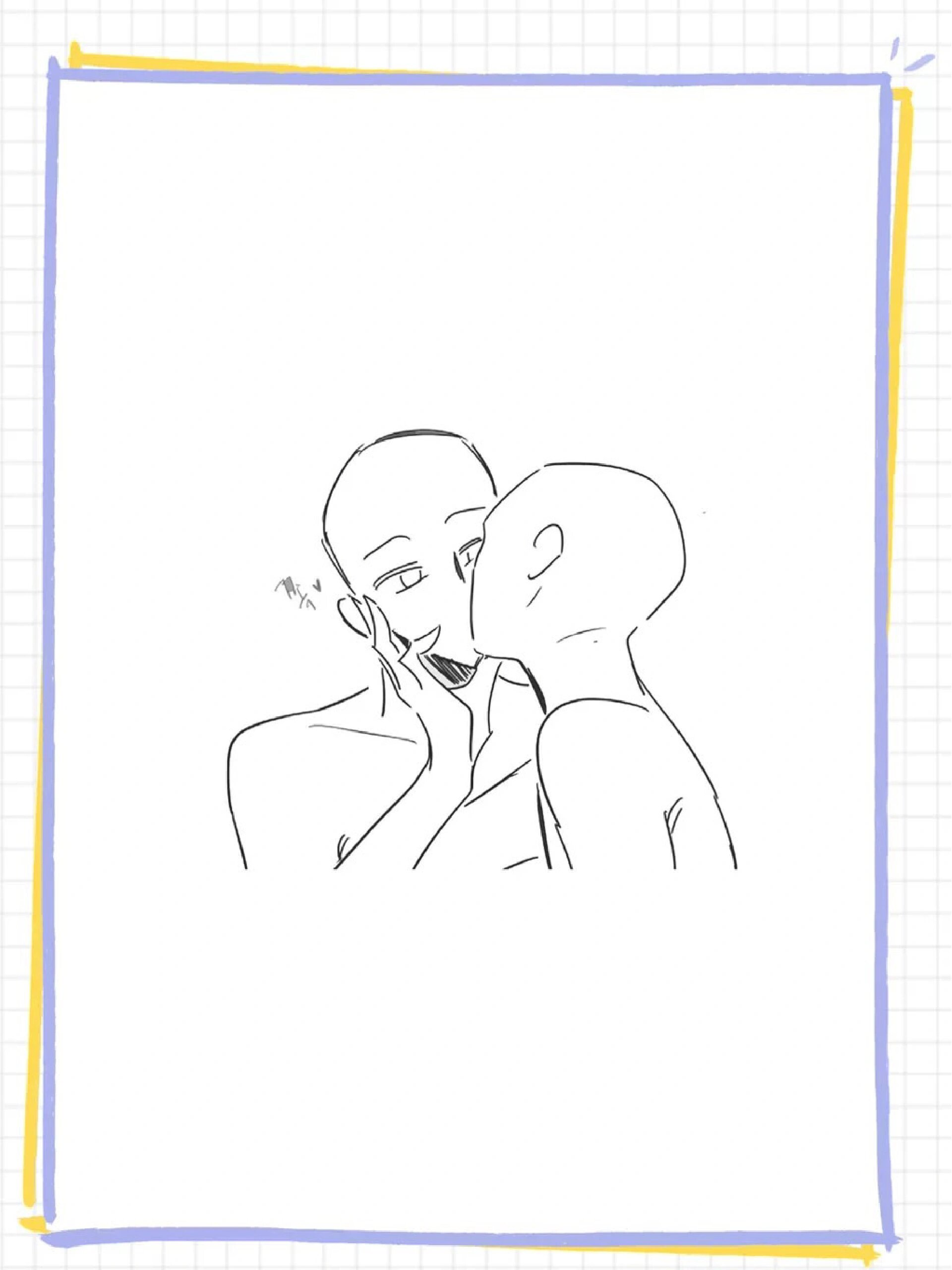 绘画素材丨双人亲亲互动模板