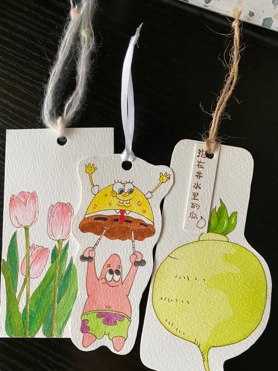 【水彩】自制书签 做了书签送给一个叫 泡在井水里的瓜 的好朋友