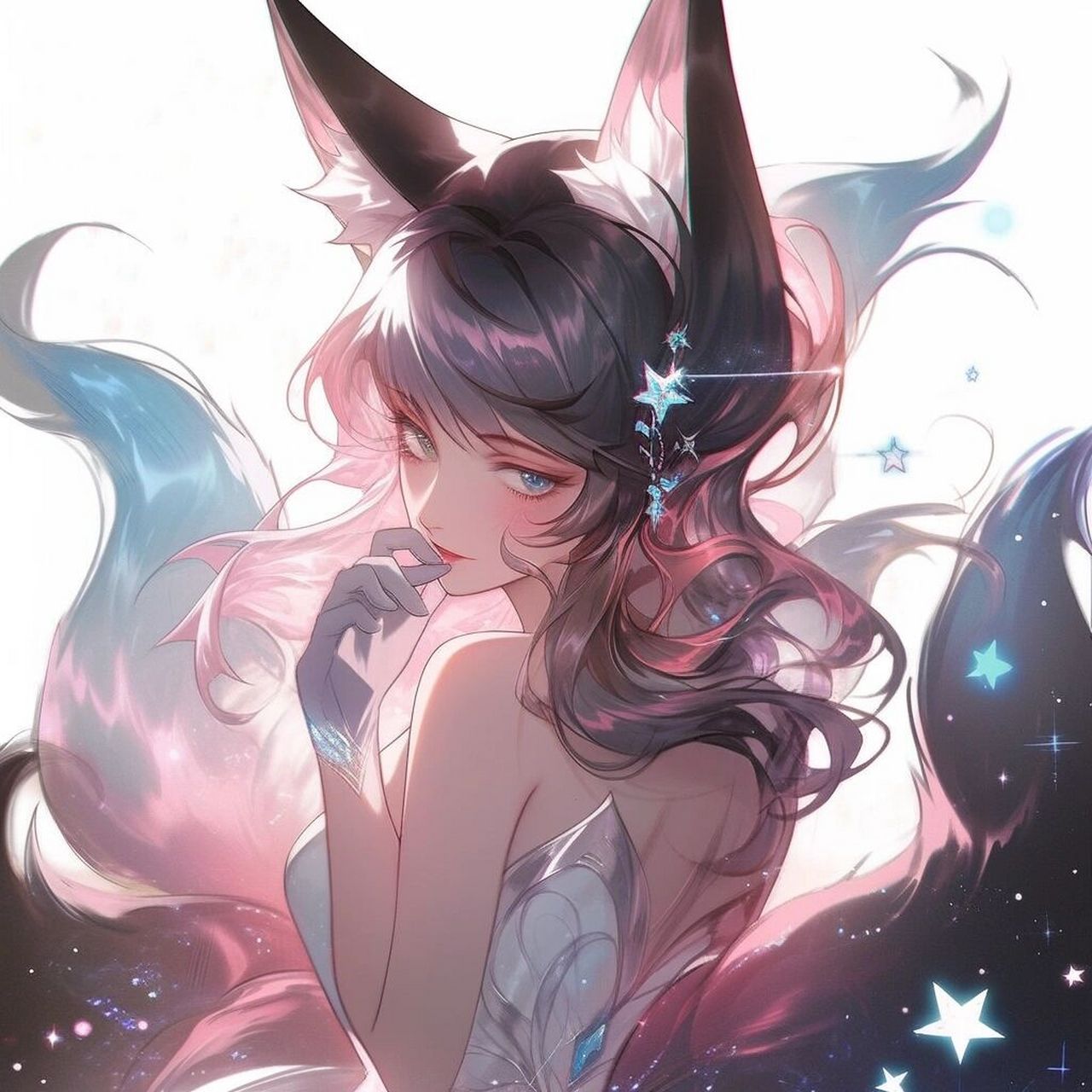 青丘白狐丨光绘风头像,御姐