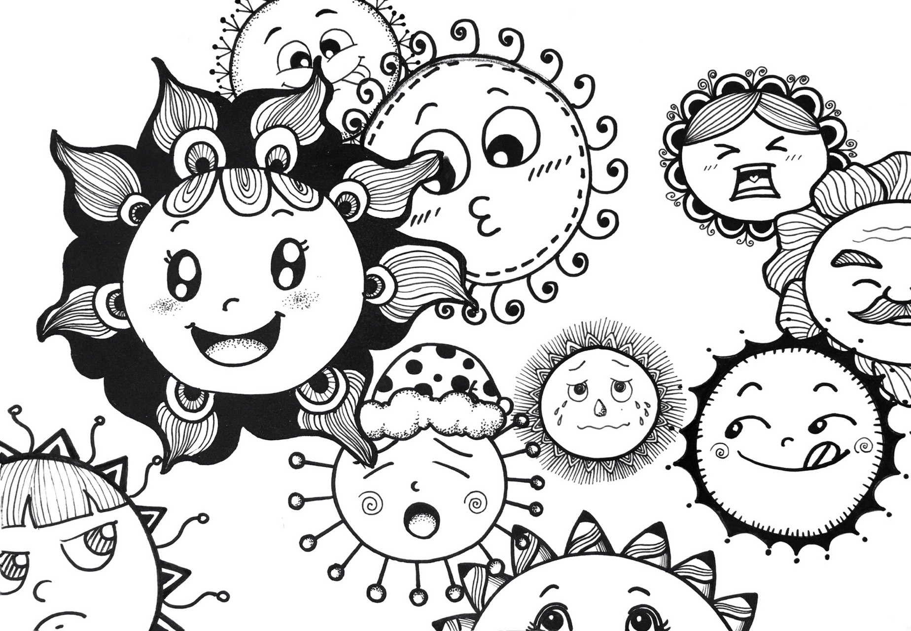 线描——十个太阳