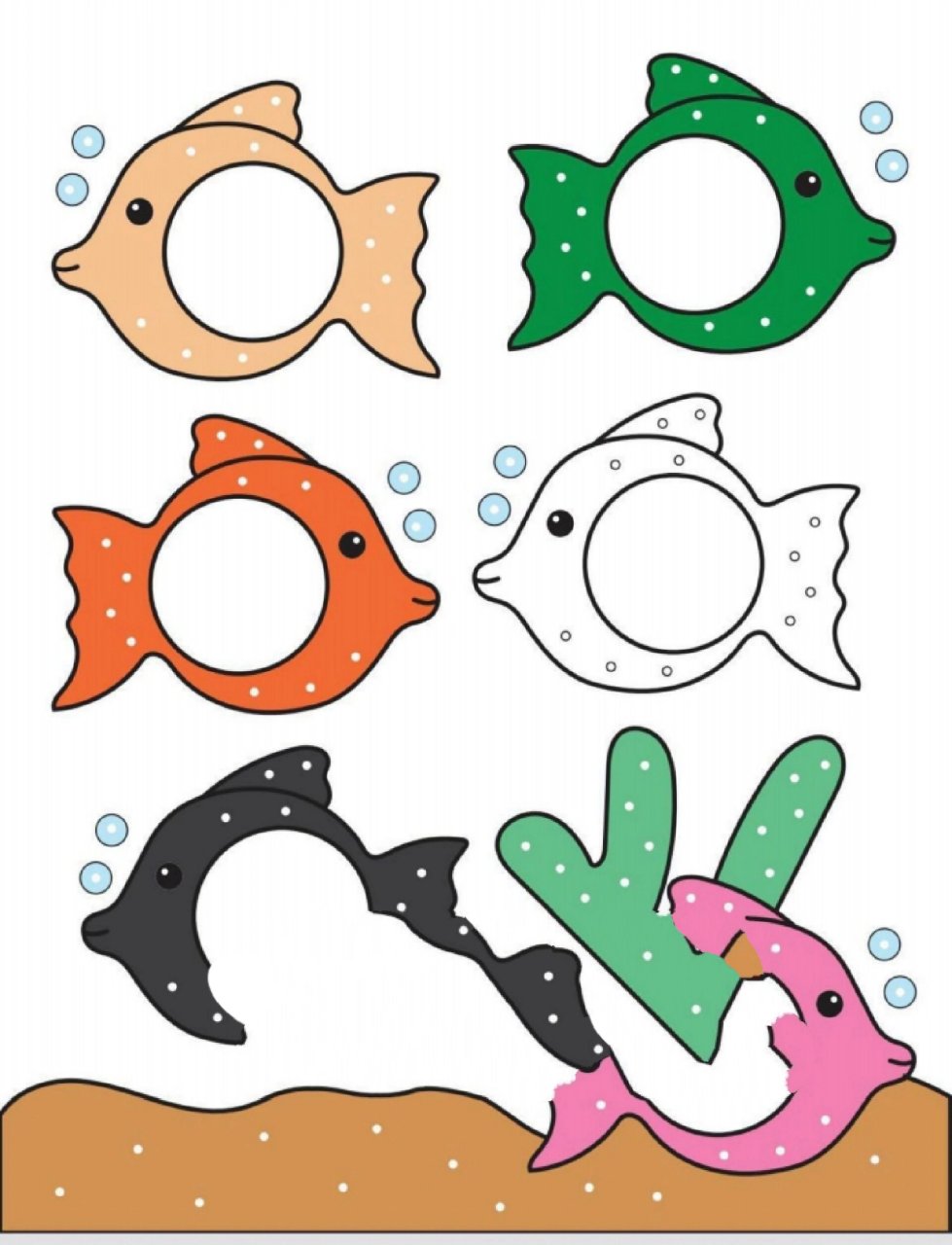 幼儿园益智区《点点鱼颜色配对》 幼儿园自制玩教具《点点鱼颜色配对