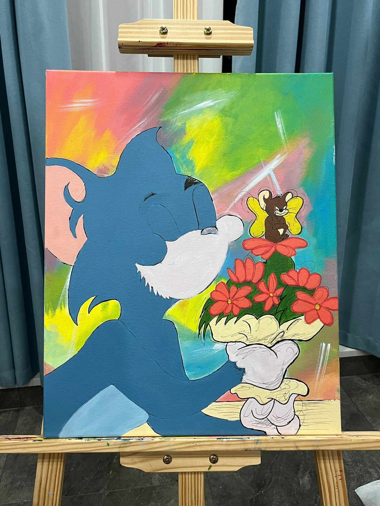 丙烯画《猫和老鼠》 and jerry