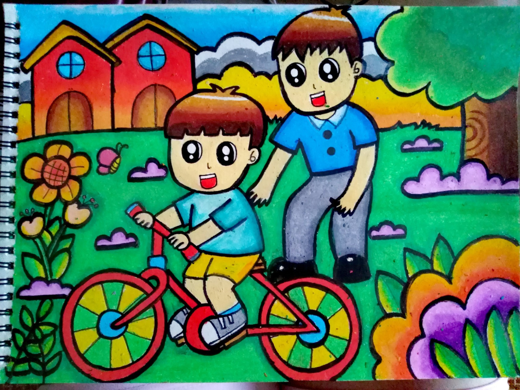 主题画 学骑自行车(原创) 主题画更新喽～ 这次的主题是学骑自行车