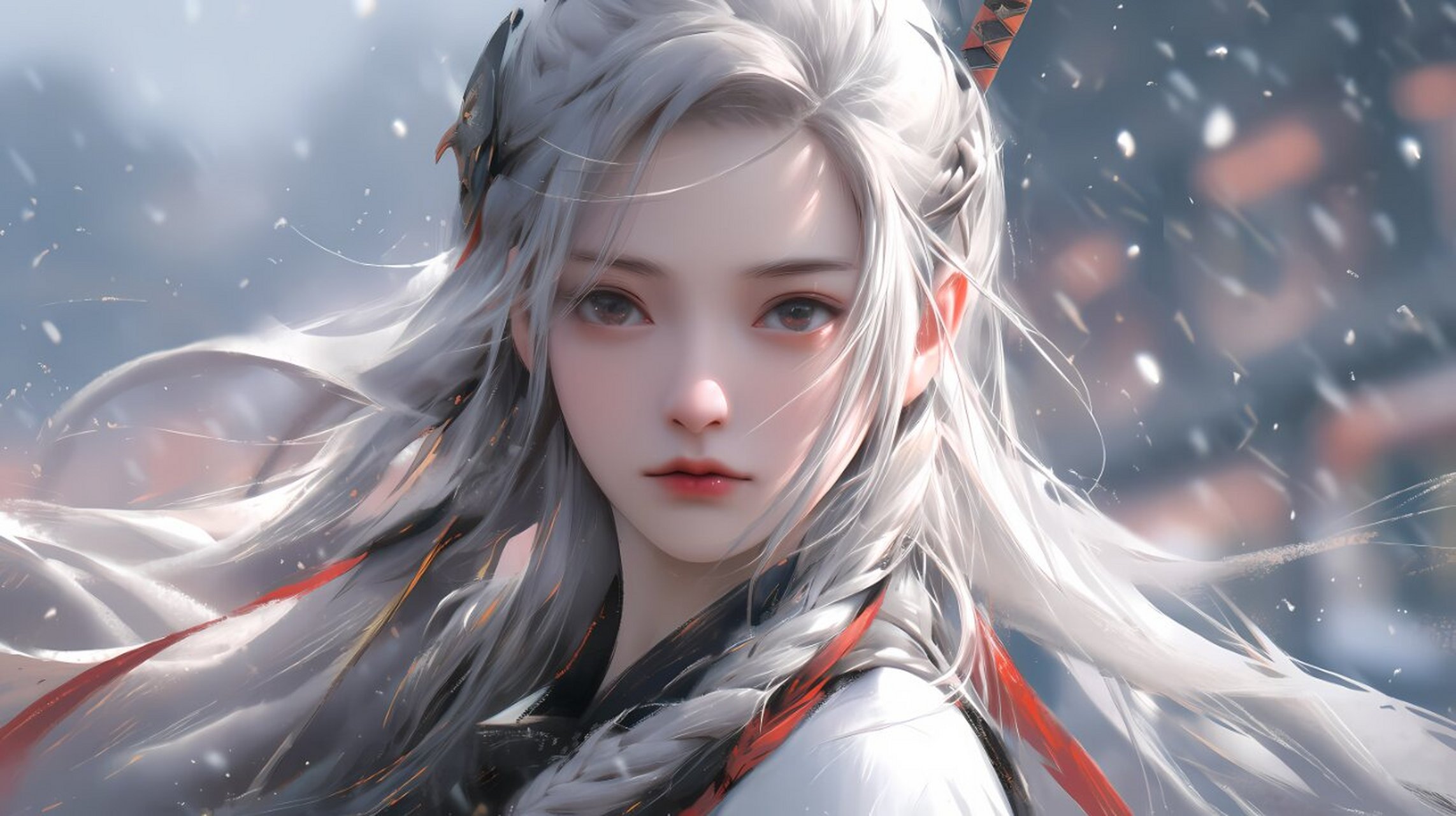 白毛控的国风女神 绝美横屏壁纸