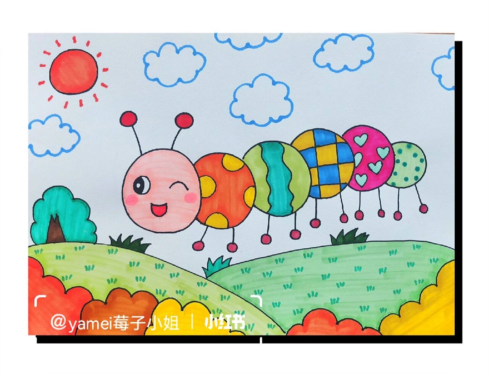 毛毛虫超简单儿童画 儿童画初阶的小朋友可以画