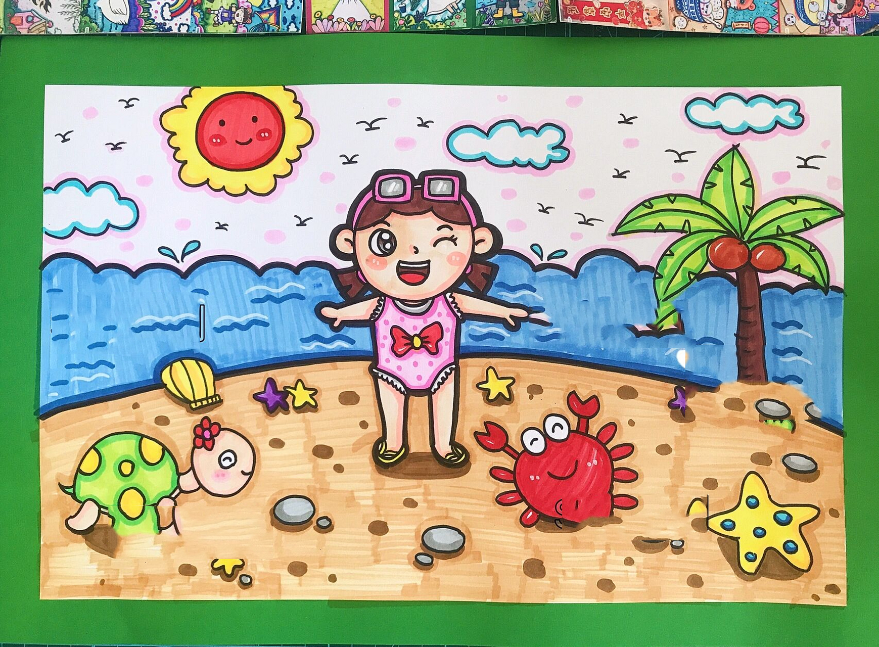 夏天主题幼儿画简笔图片