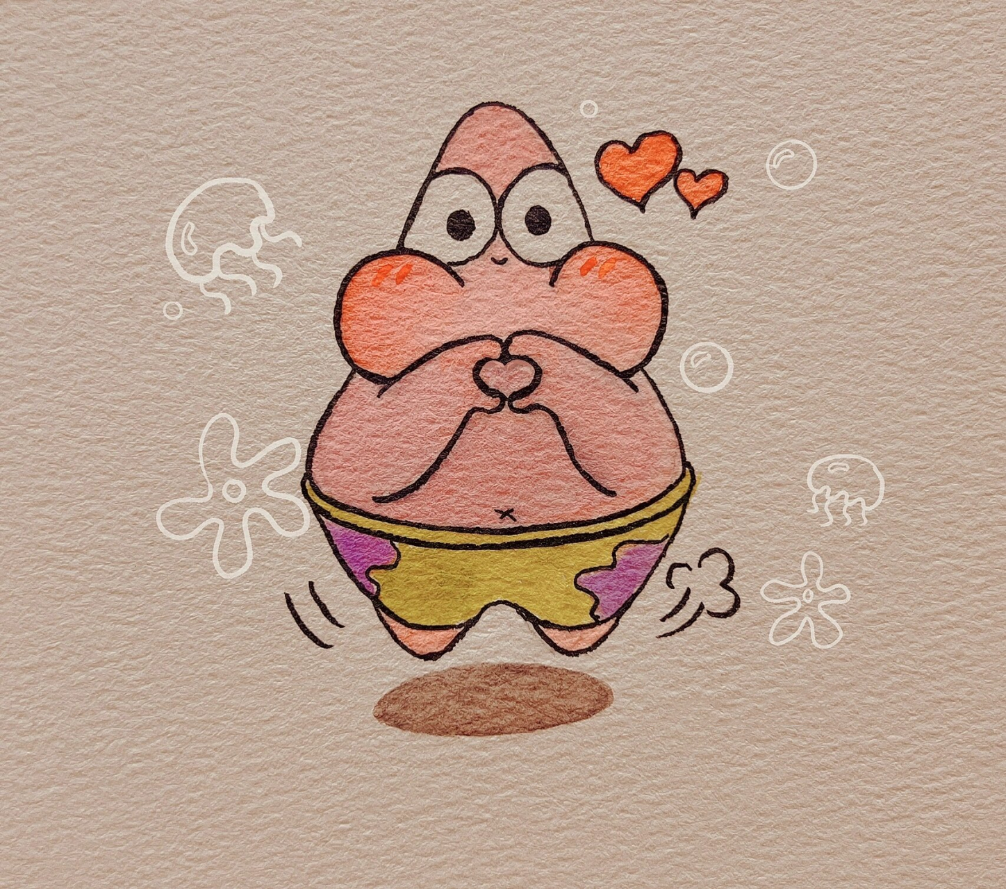 派大星简笔画 我知道就算是再好的关系,也会有分开的一天,但我真的很