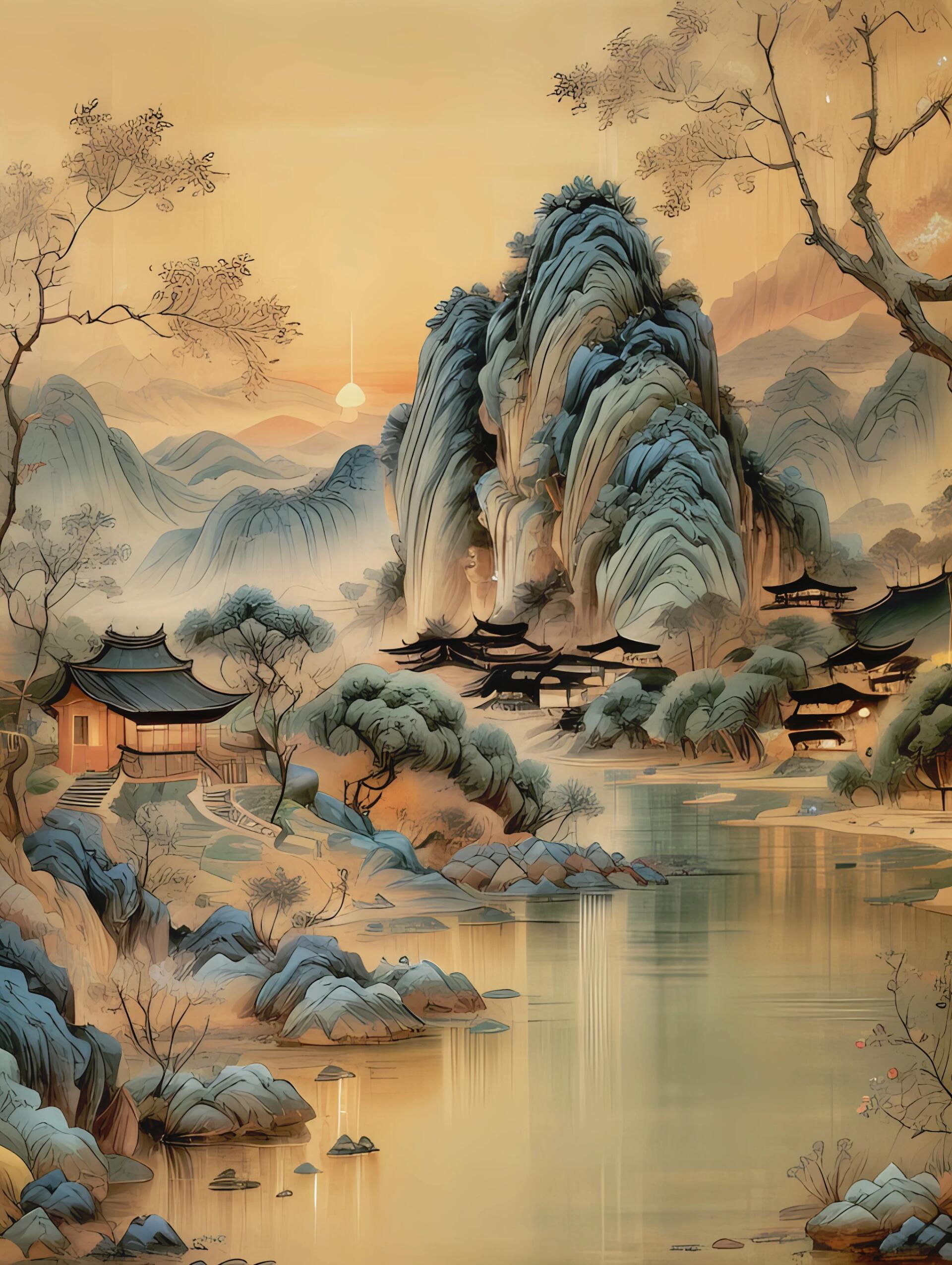 画中山水,如诗如画 水墨丹青,意境深邃. 画中山水,如诗如画.