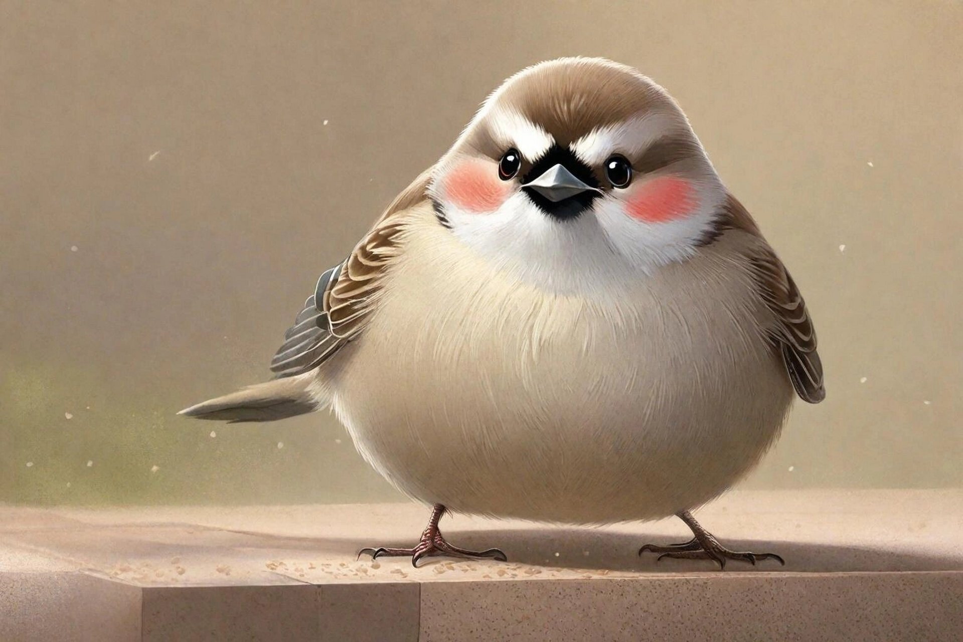 清新壁纸——胖胖的麻雀 贴近自然,感受不一样的鸟