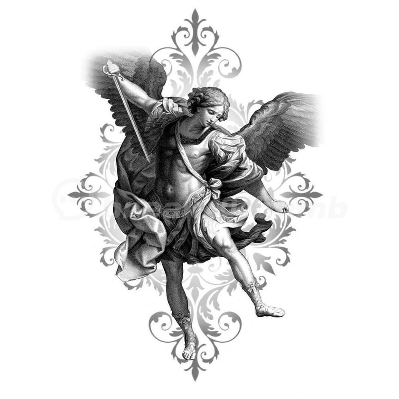 写实纹身天使人物骑士马纹身|写实纹身 适合喜欢欧美纹身风格的你