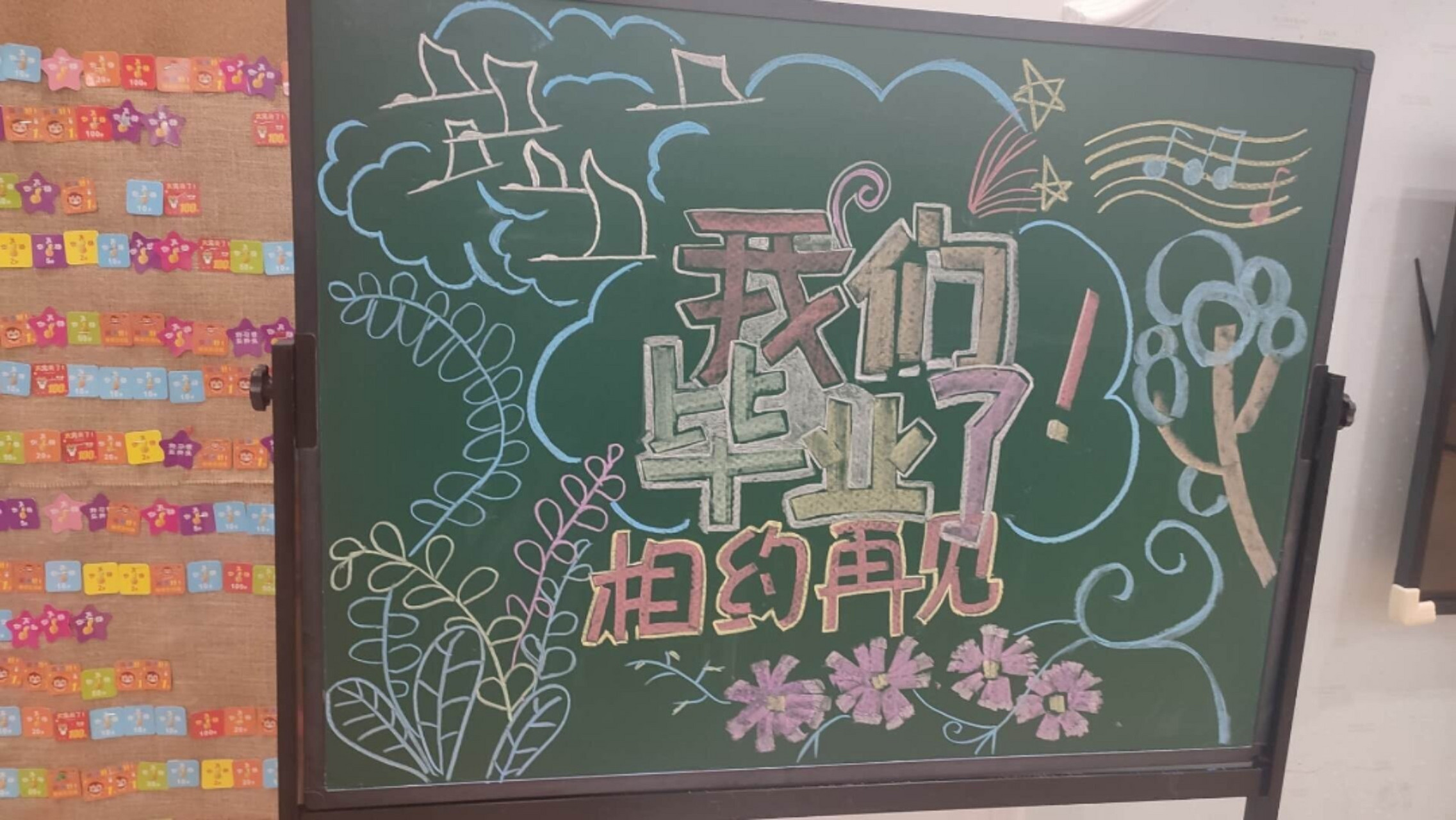 幼儿园毕业季黑板报 白驹过隙,小朋友们也到了即将分别的时刻,祝宝贝