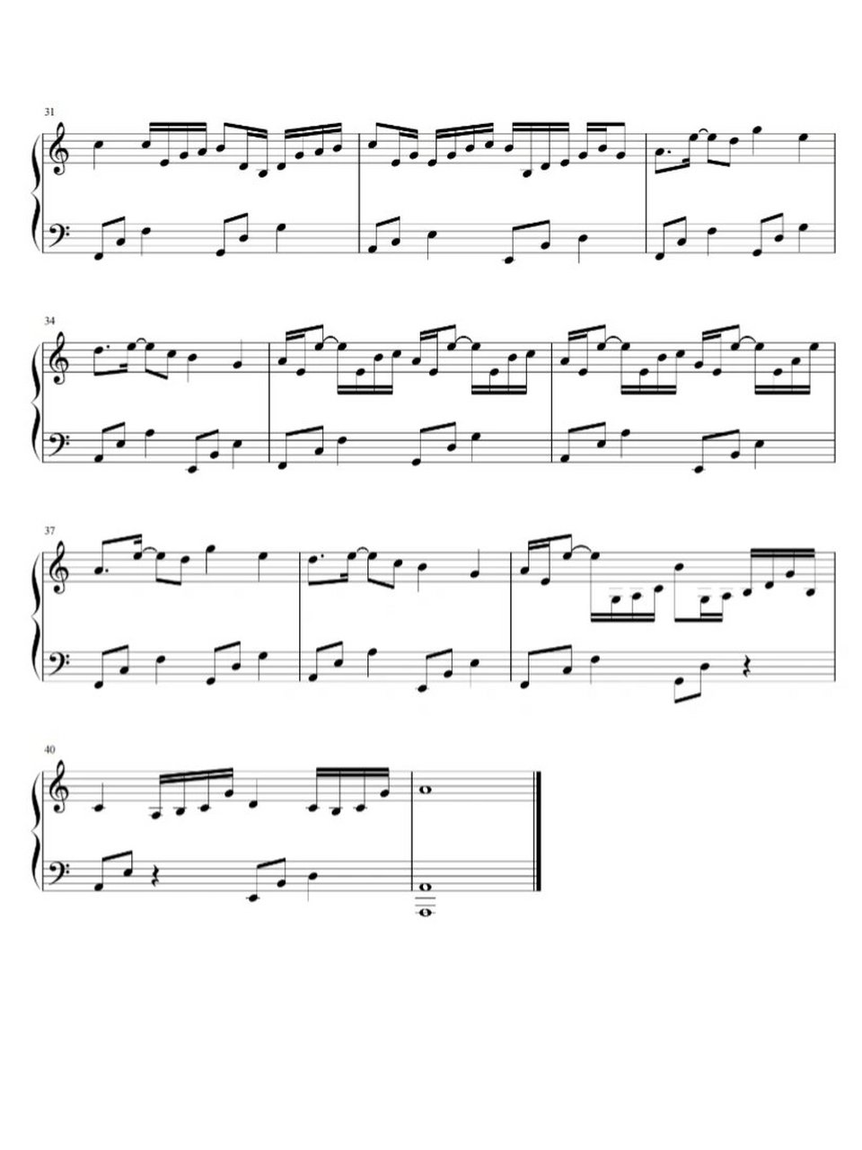 钢琴谱|《komorebi》 最简单还原版&c调简化版 五一宅家也要记得练琴