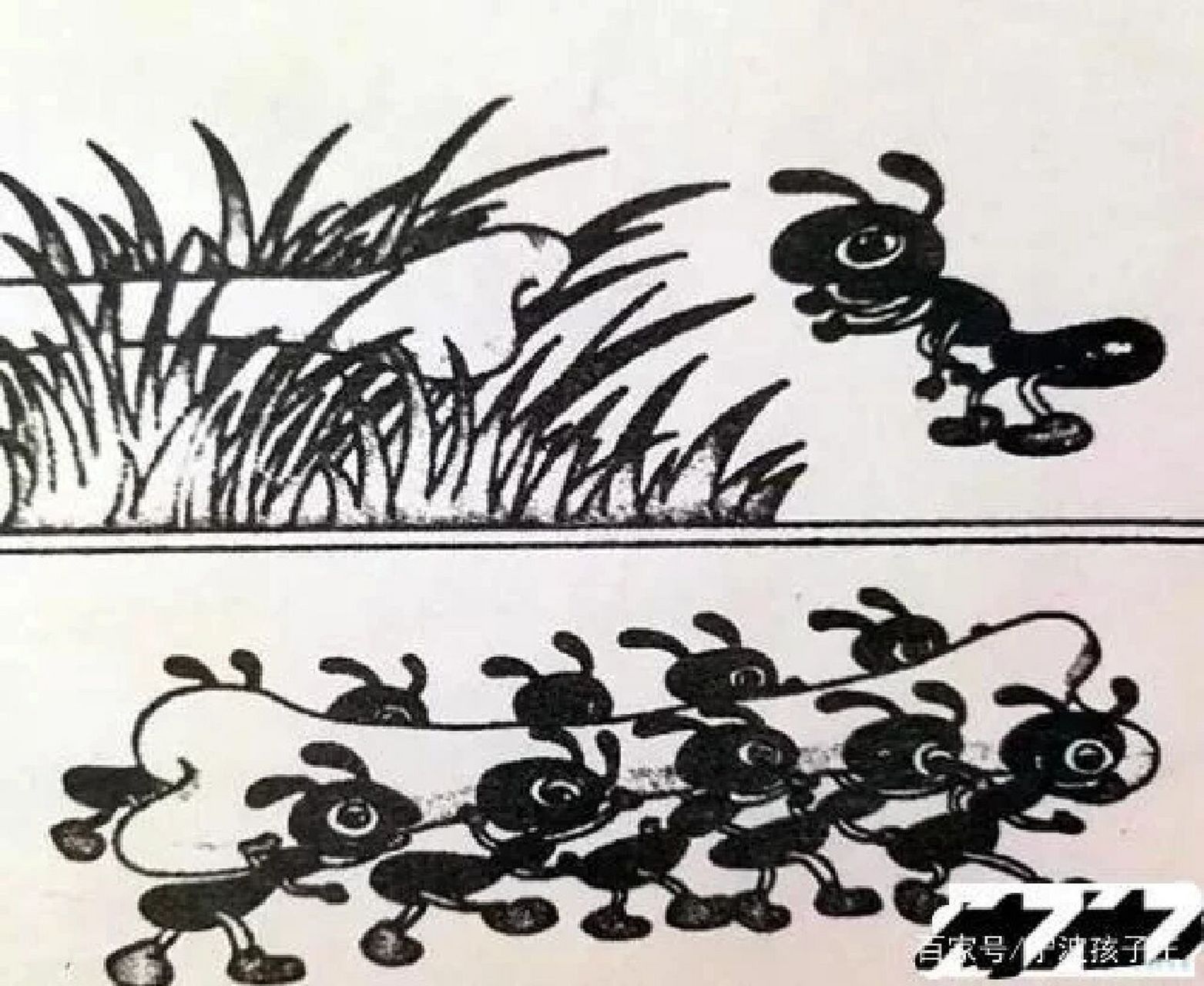 看图写话 小蚂蚁搬骨头 有一天早上,天空万里无云,春风拂面,路上长满