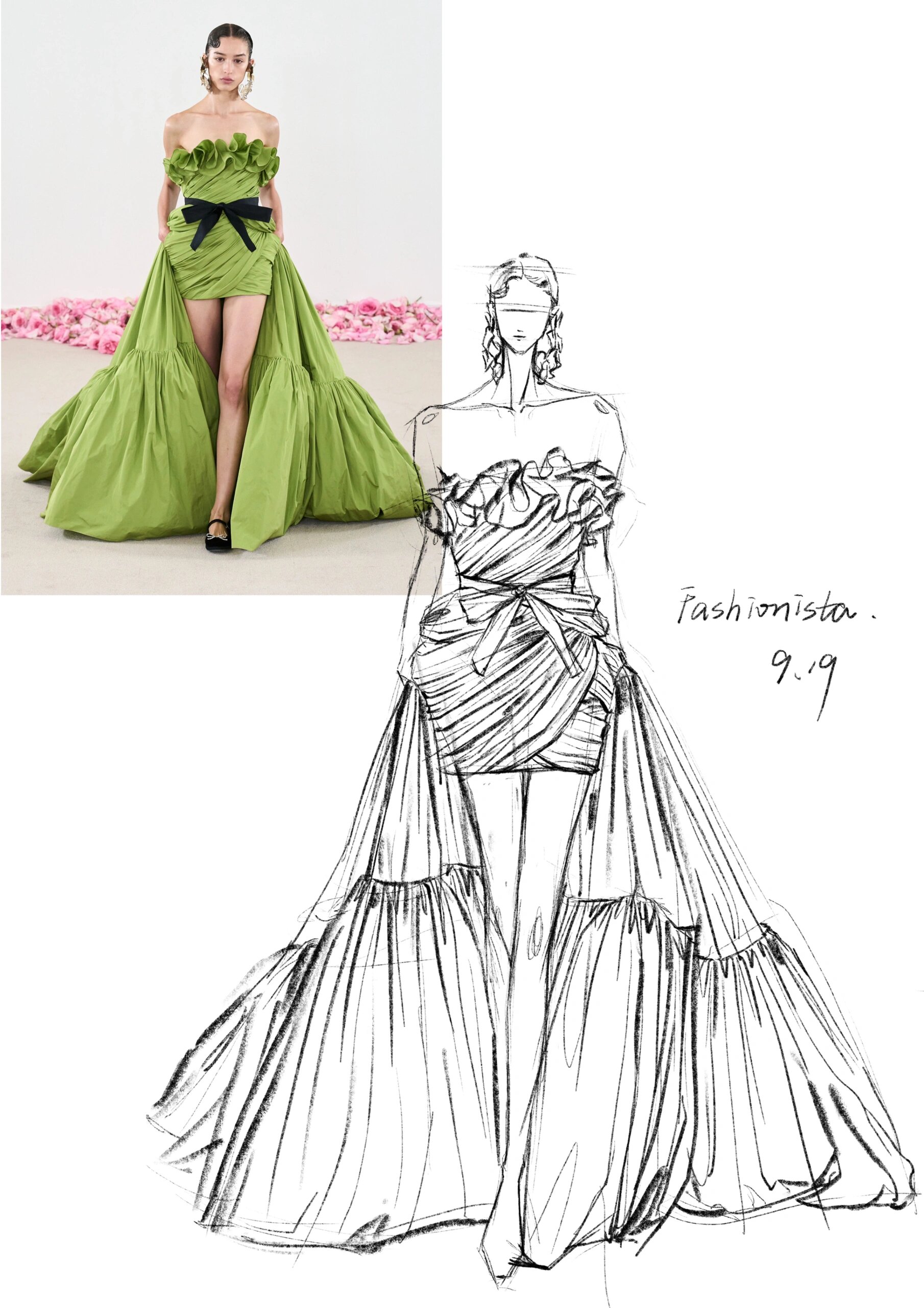 时装画96|秀场图线稿 这一抹清新的草绿色97 服装品牌