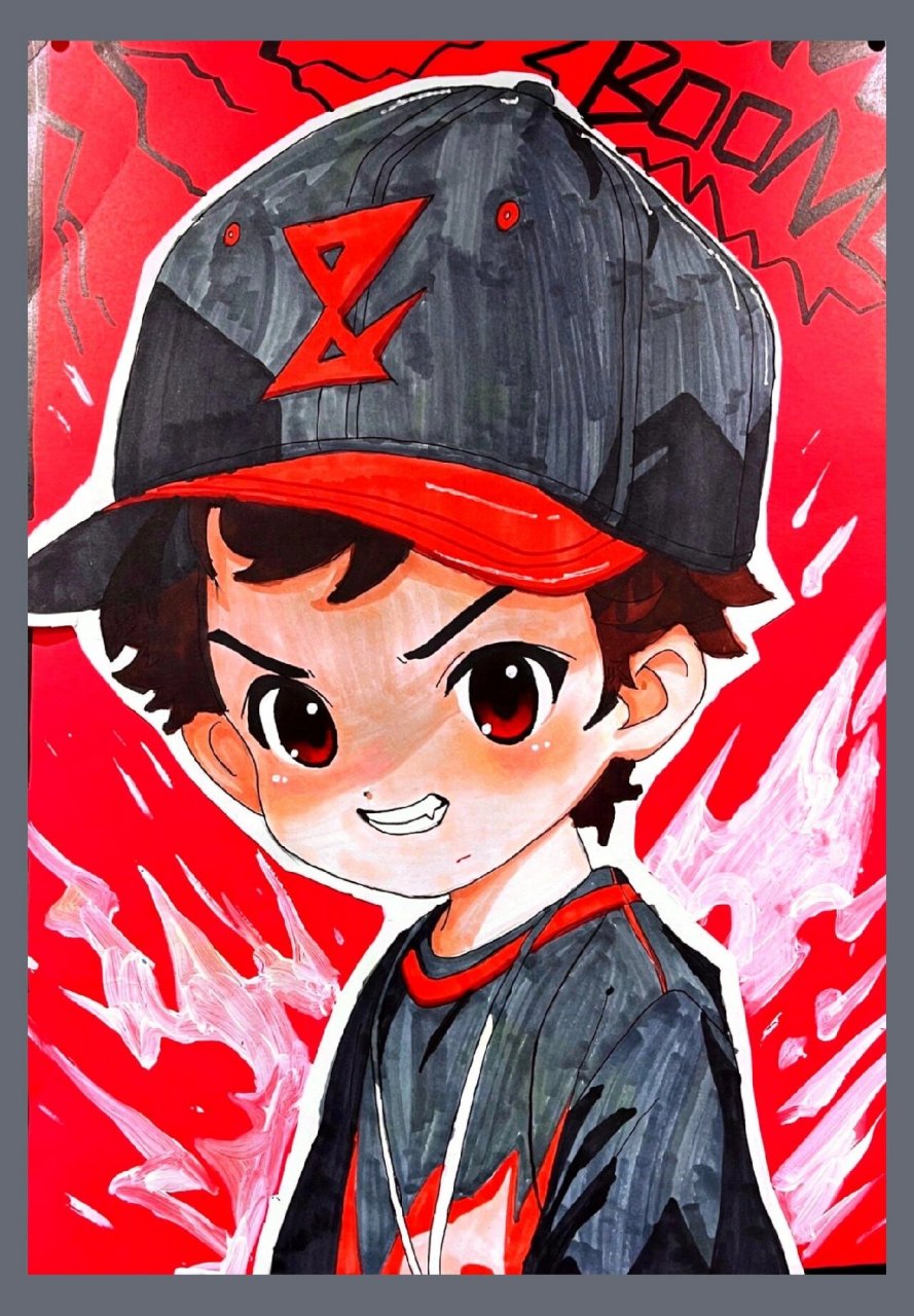 创意美术儿童画动漫人物——帅气9699小伙