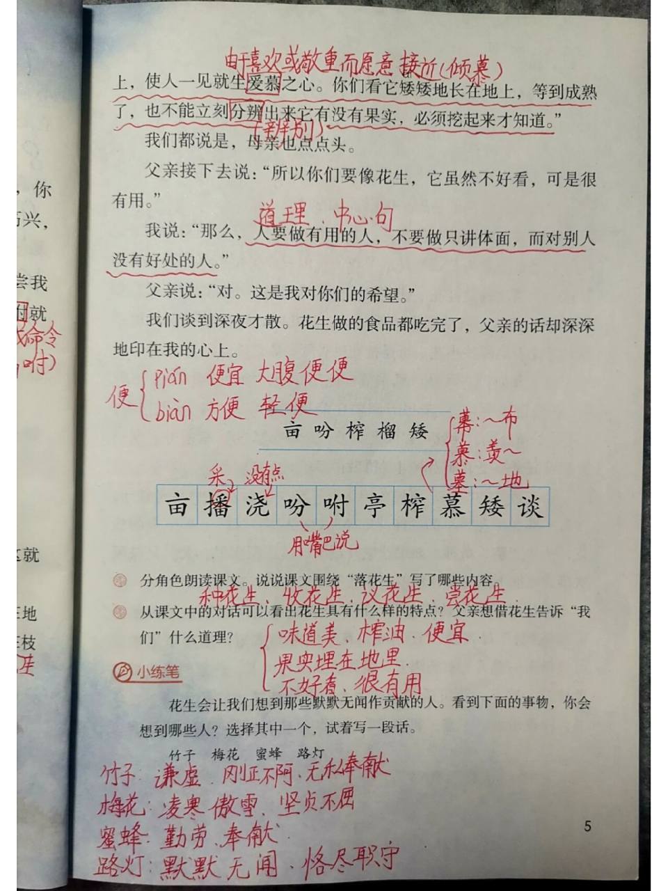 五上第二课《落花生》笔记