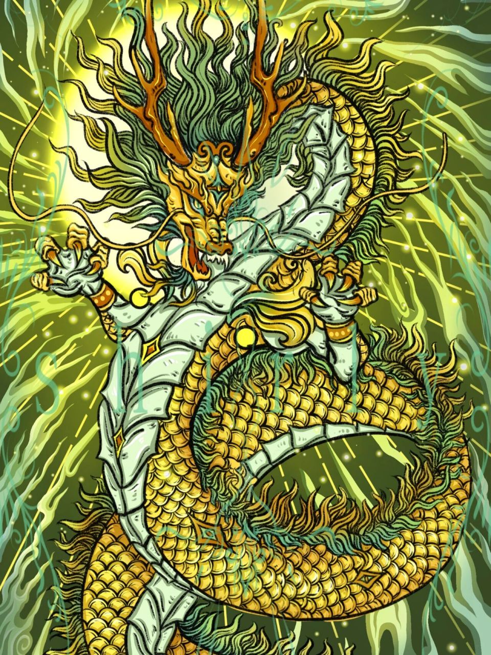 国风金龙 原创插画 92禁止私自商用 商用私信