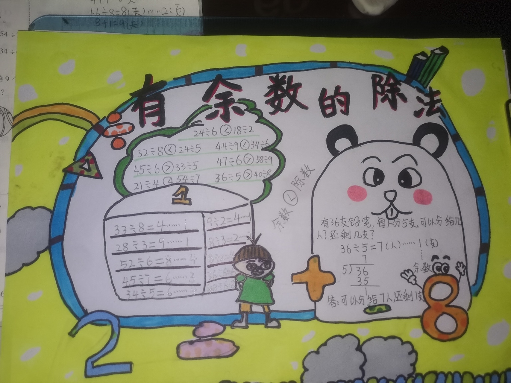 二年级下册第六单元有余数的除法手抄报 二年级下册第六单元有余数的
