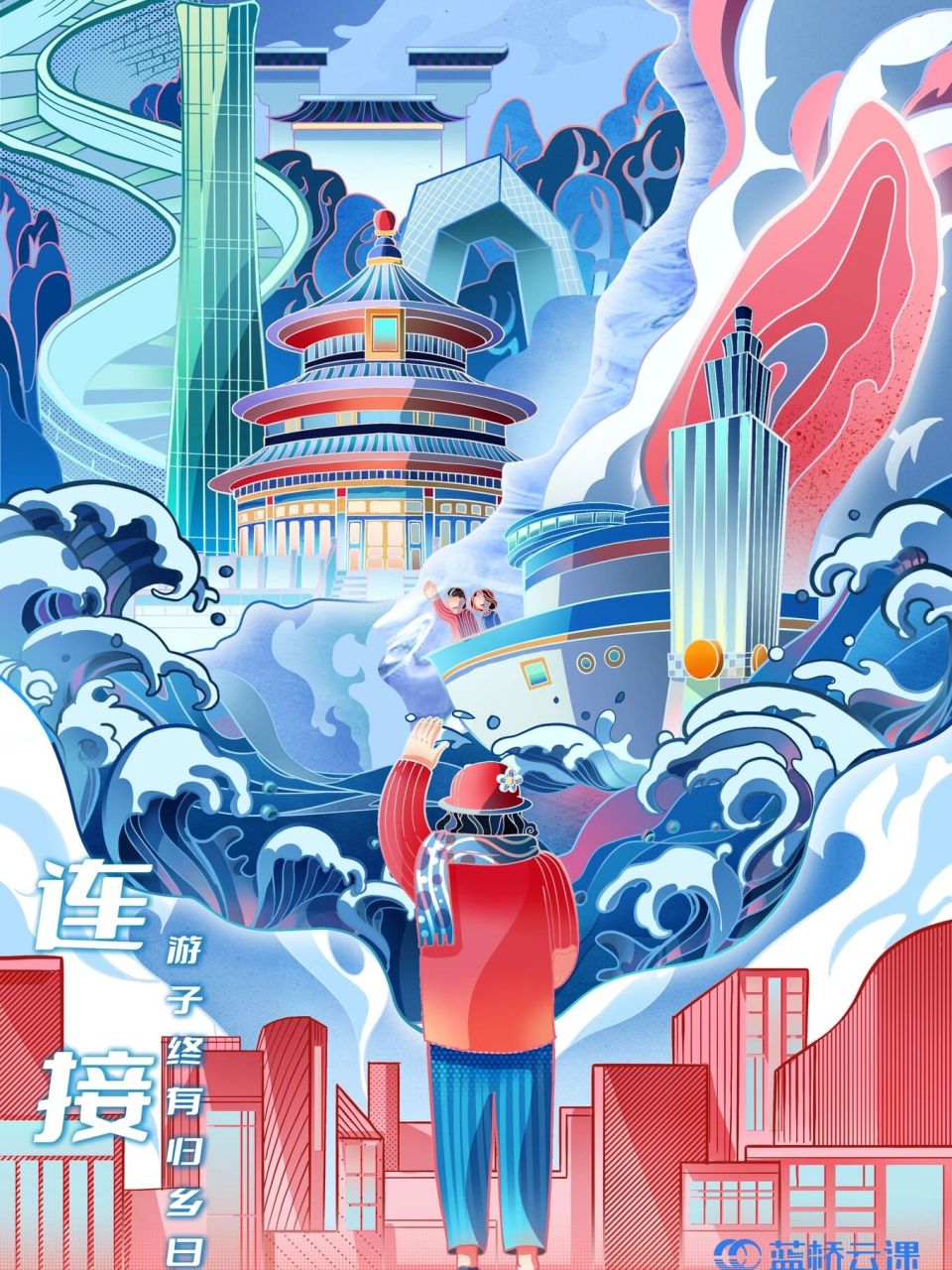 系列海报连接 该设计作品主题依托大陆台湾的历史关系和人文为主,将