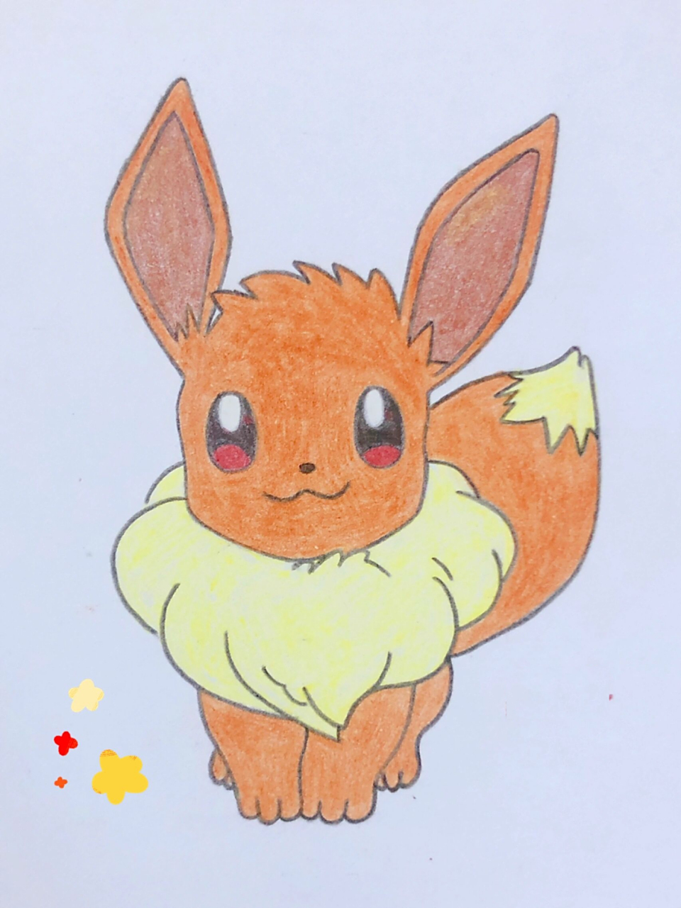 伊布简笔画 神奇宝贝,铅笔7315先画草图,画好彩铅勾线,再慢慢上色