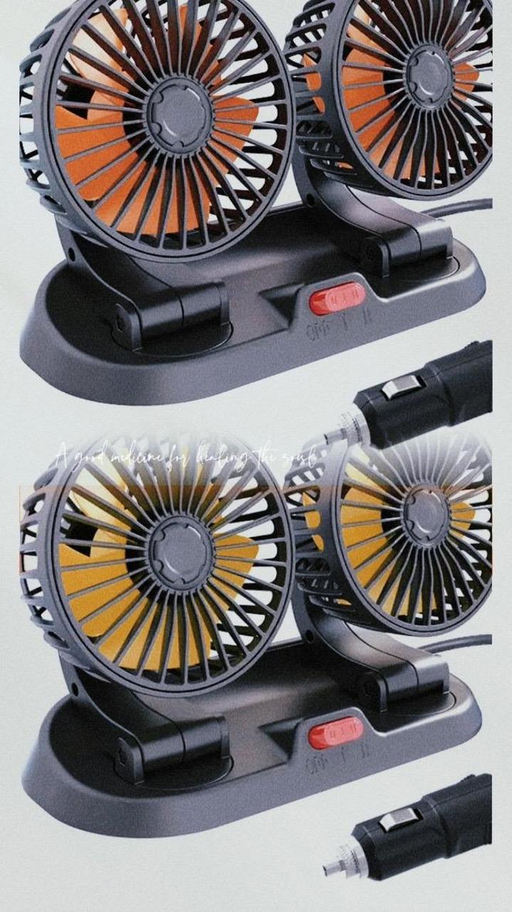 图文伙伴计划车载usb双头折叠风扇12/24v强劲动力迷你电风扇 车内创意