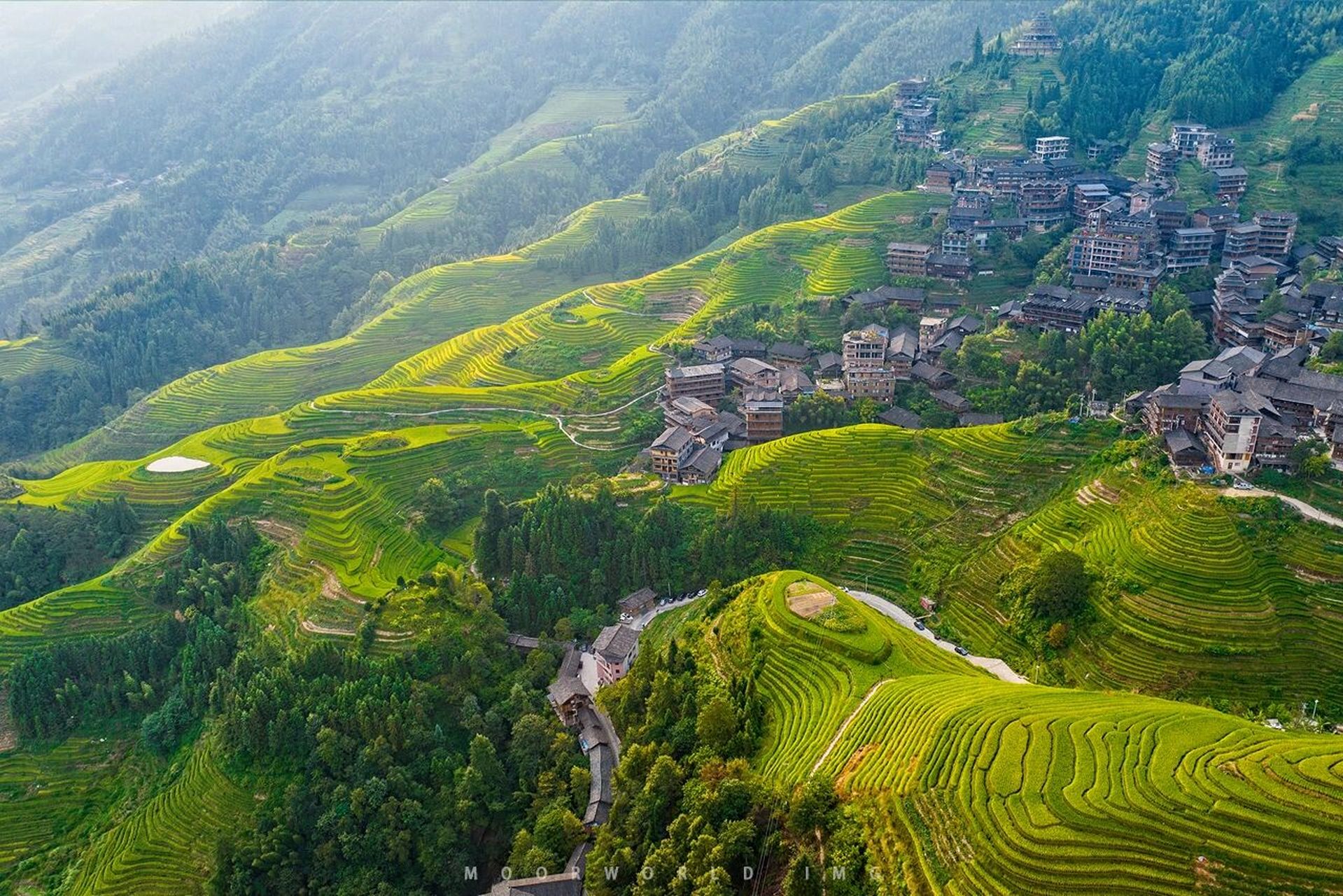 龙脊梯田平安寨—盛夏深处的绝世梯田就是这 从夕阳斜去,到天色渐暗