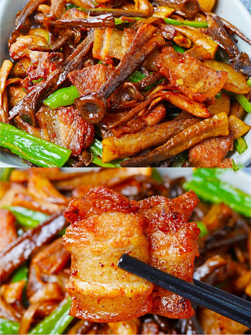 肥而不腻巨下饭97超好吃的鹿茸菇小炒肉 今天来分享一个超级好吃的