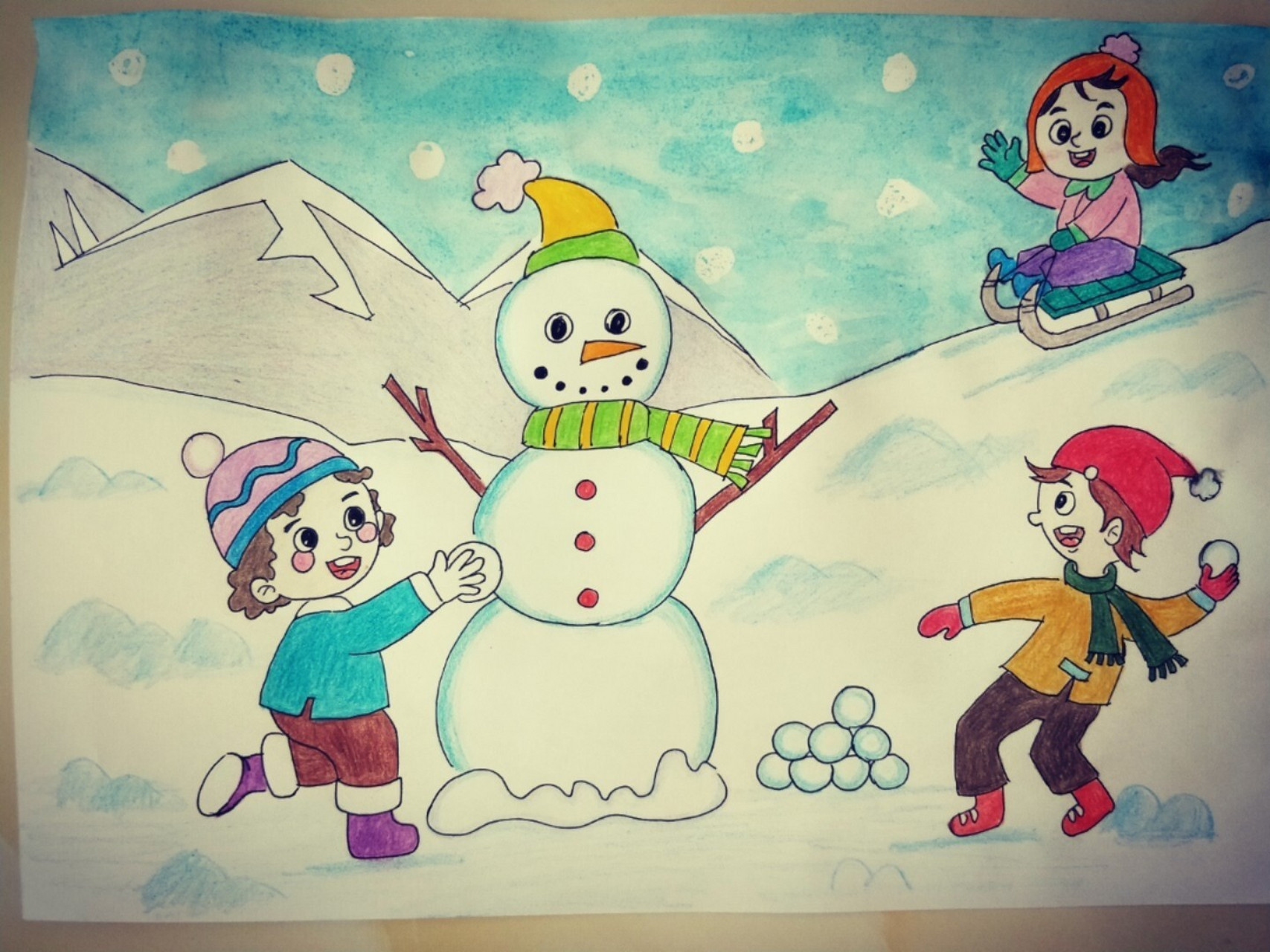 快乐冰雪 #少儿创意美术