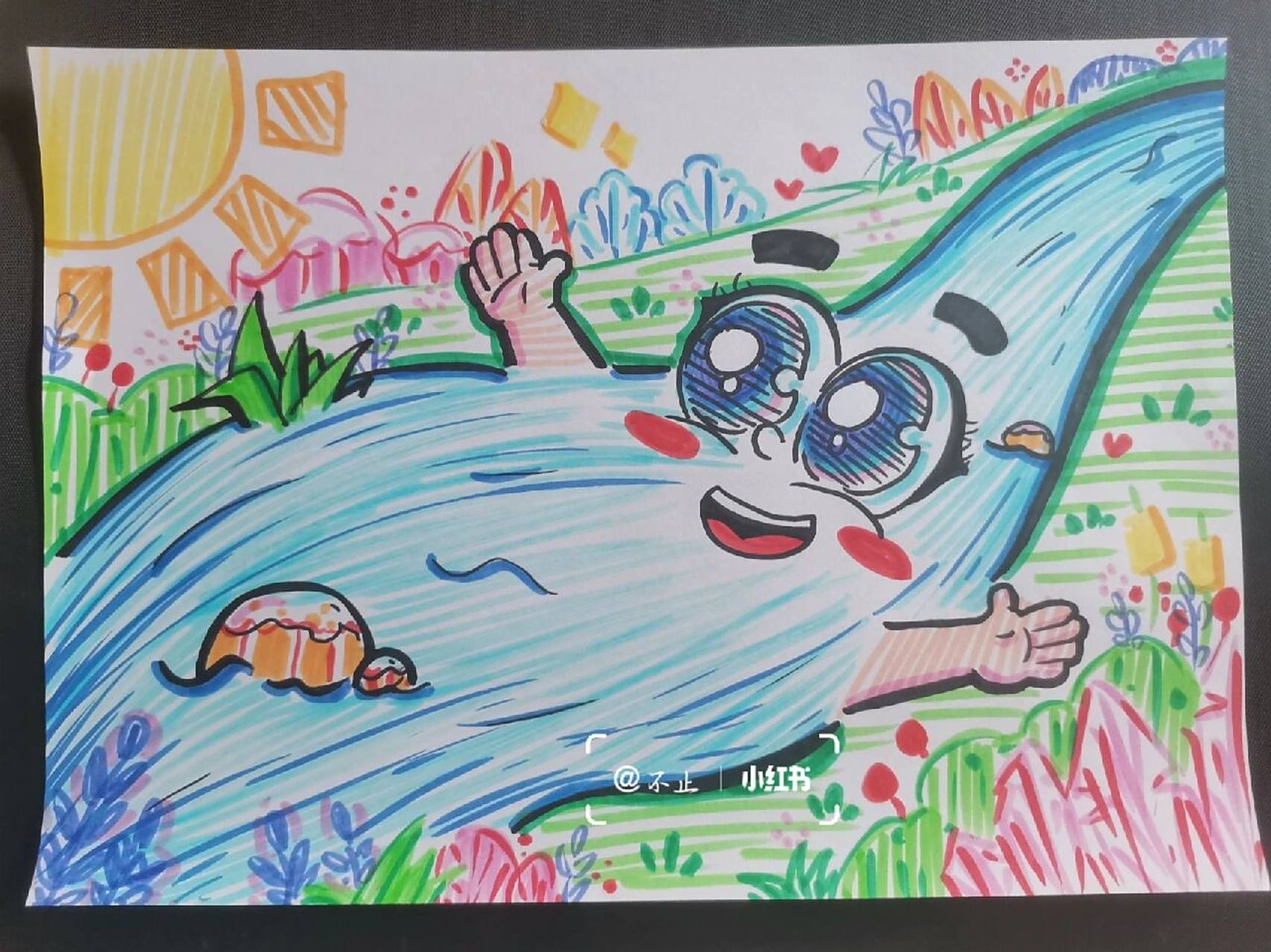 自然类儿童画|河流