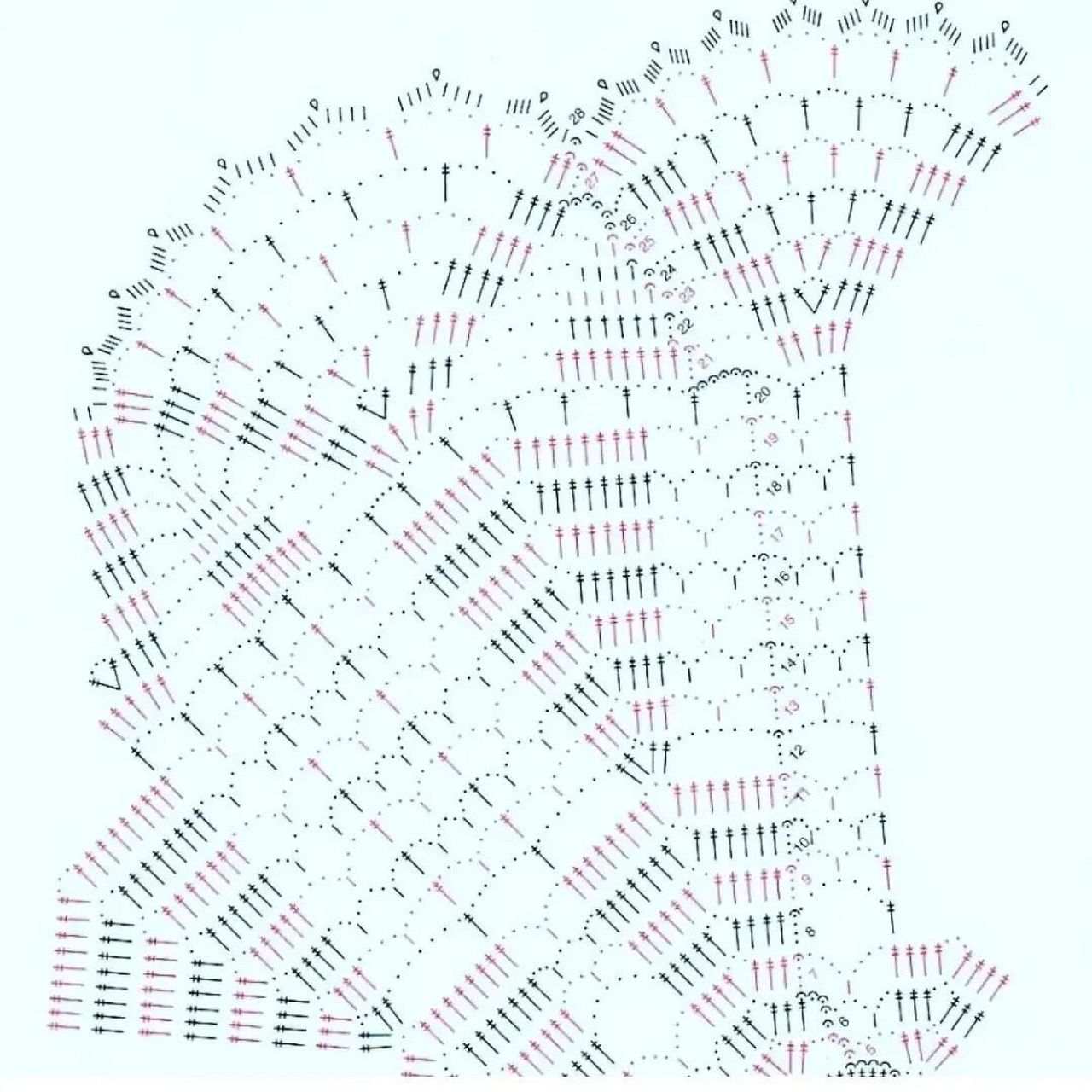 【图解】钩针手工编织 蕾丝餐巾桌布花片图案 #编织# #手工编织