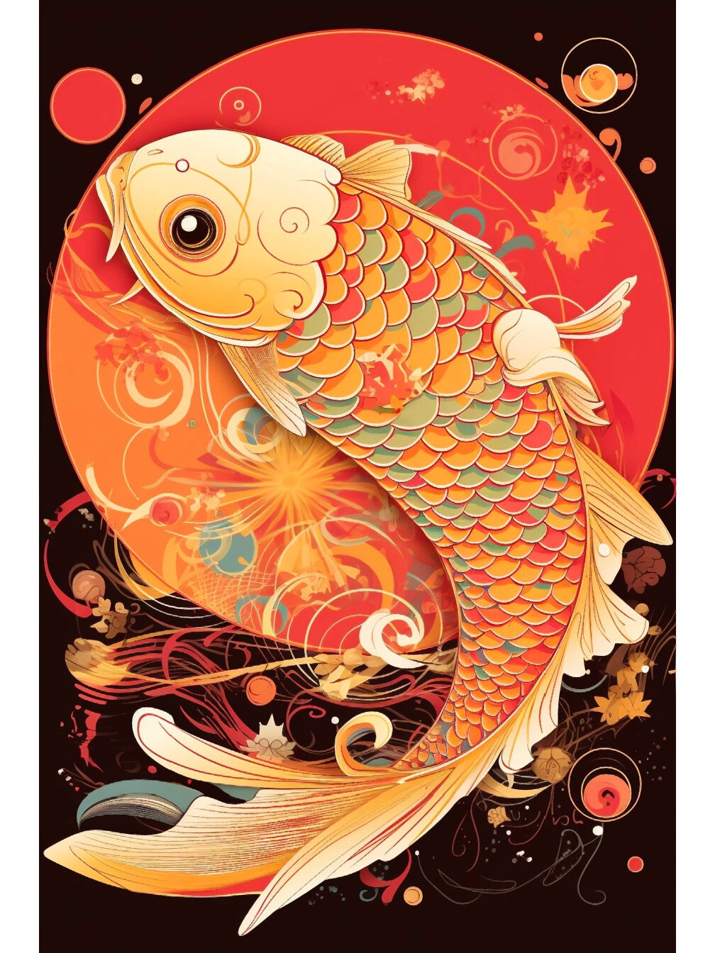 国潮插画|锦鲤鱼