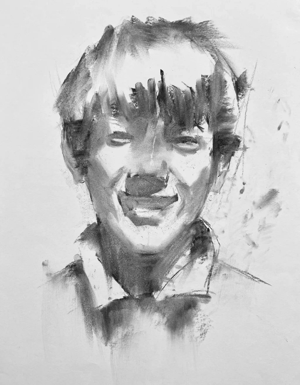 素描|丁真小哥哥素描头像步骤图,笑起来好甜 看到这样的微笑,被甜到了