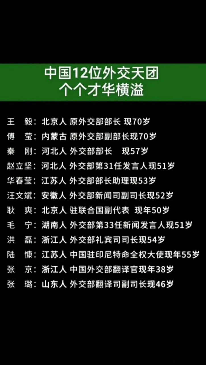 我国12位才华横溢的外交天团