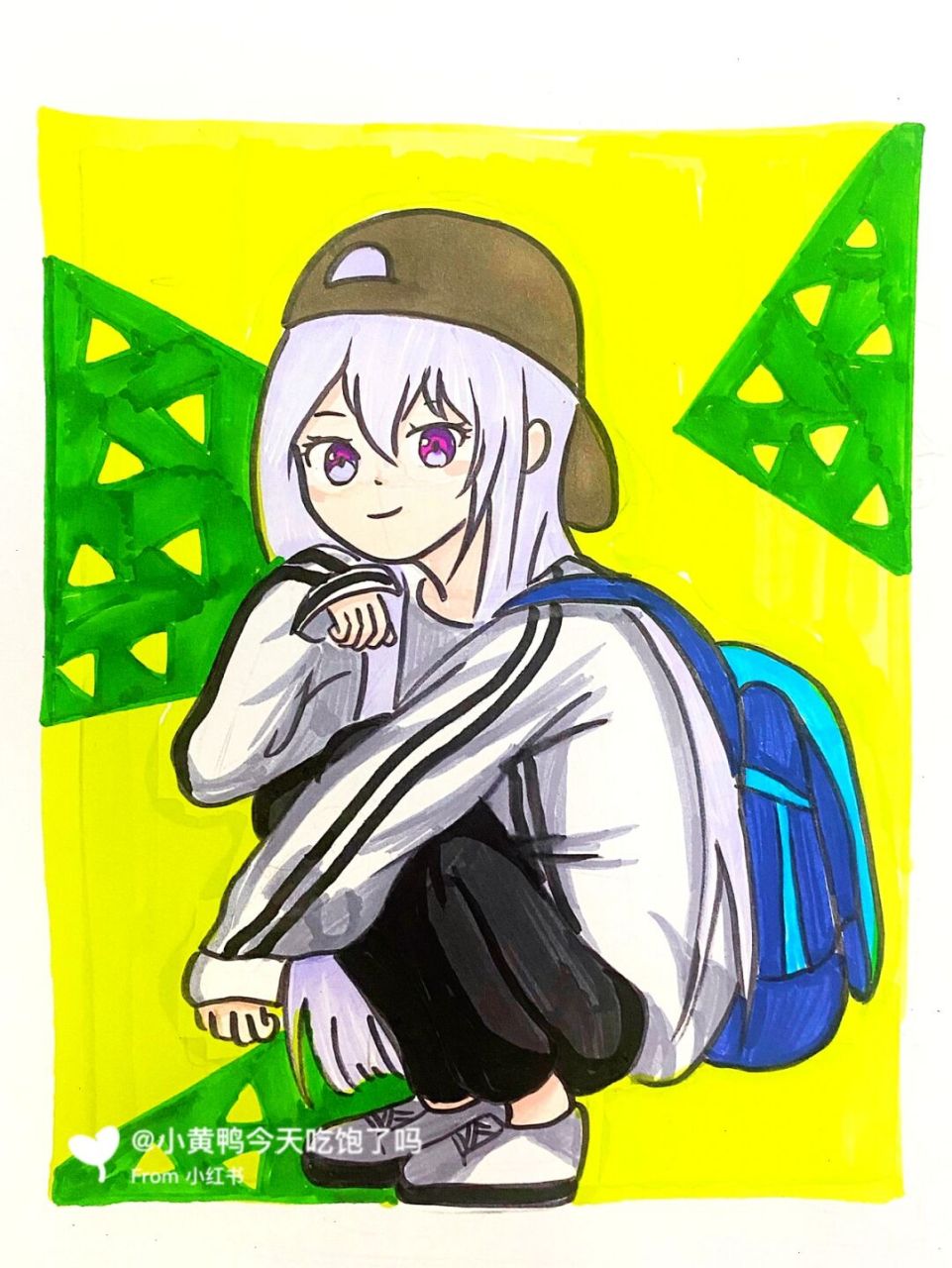 动漫蹲姿 #马克笔# #动漫# #动漫女生