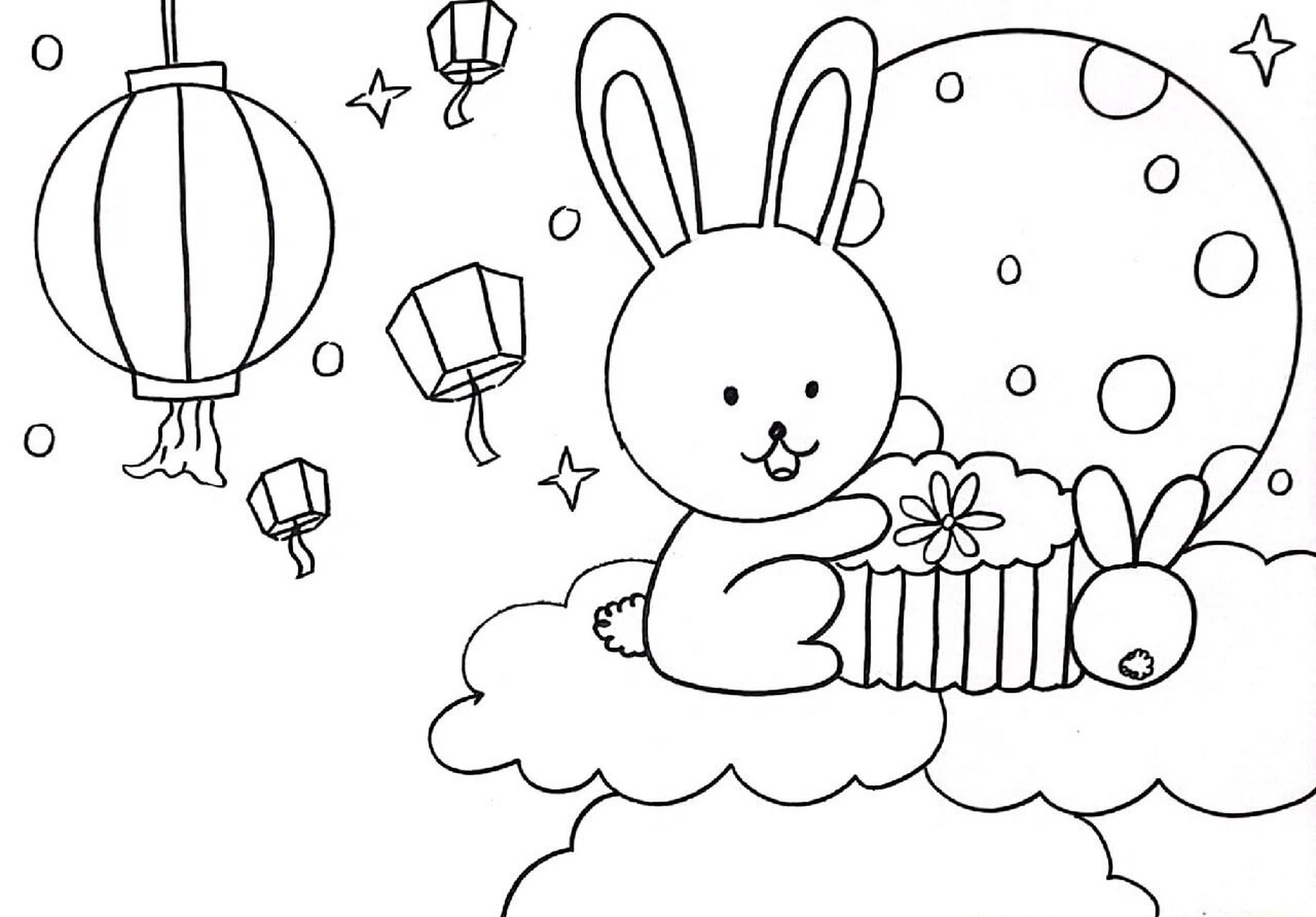 中秋节涂色画可打印