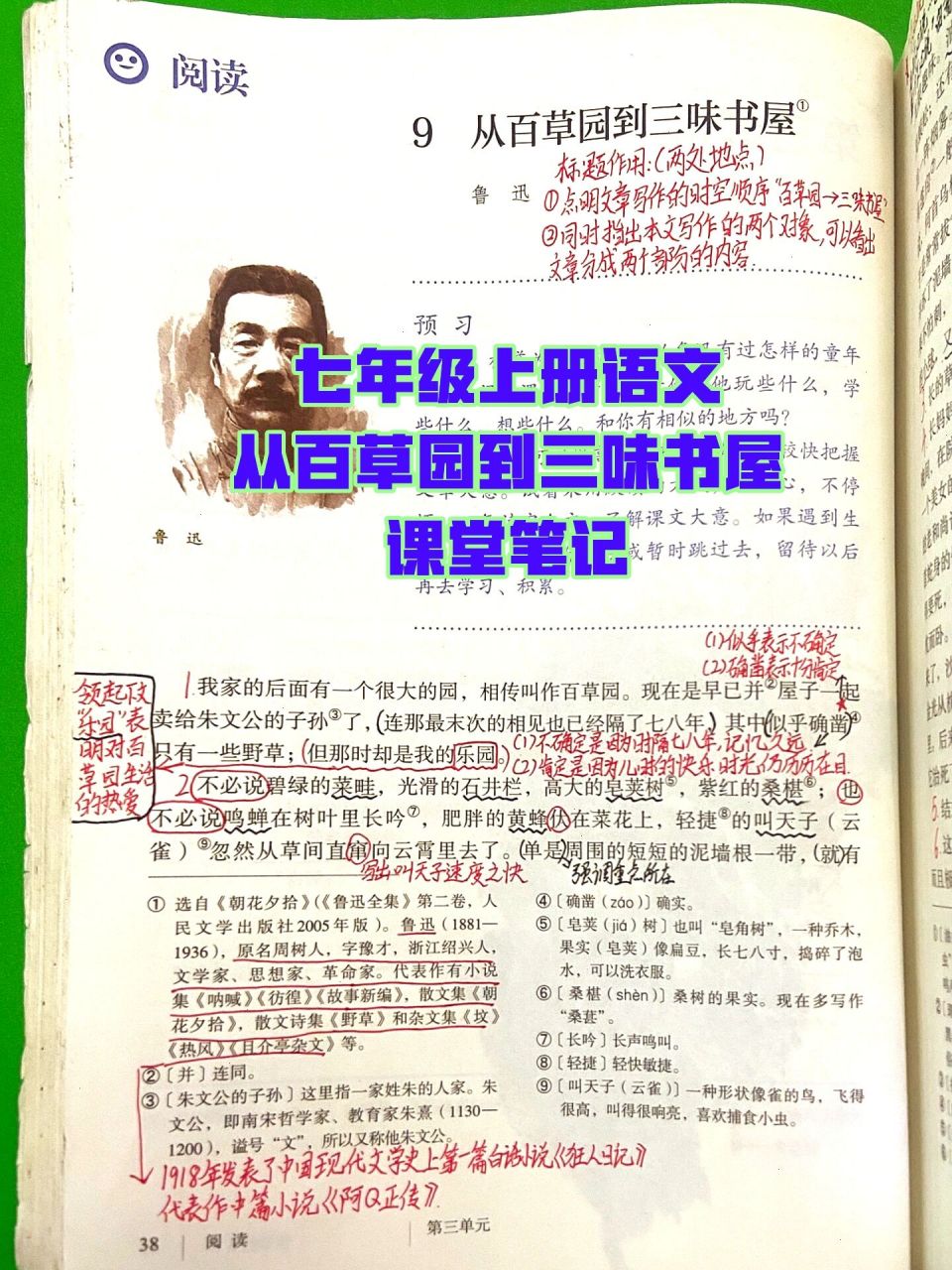 99七上语文《从百草园到三味书屋》课堂笔记 99七年级上册第9课