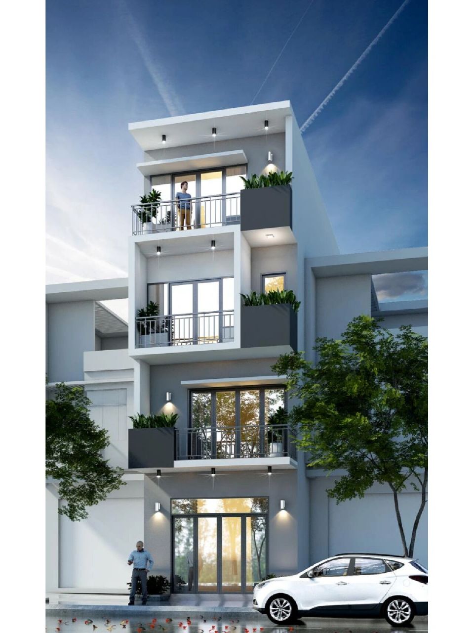 面宽的现代自建房设计分享,简约时尚 94建筑层数:四层 94建筑风格