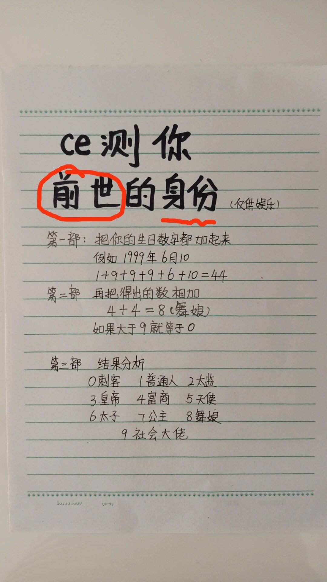 测测你前世的身份