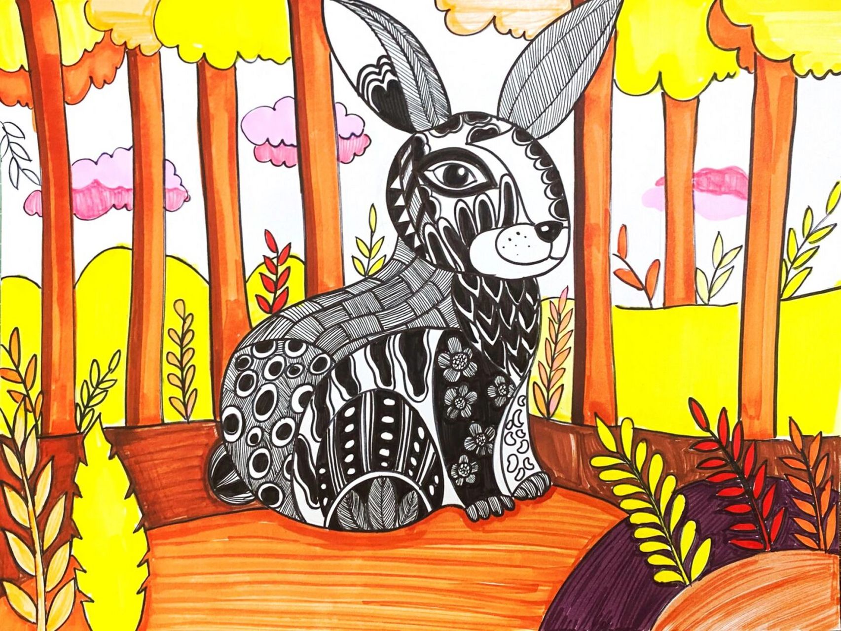 线描兔子 #线描# #线描画# #线描动物