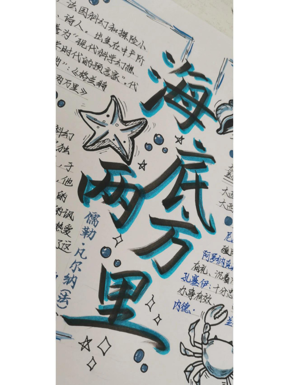 《海底两万里》手抄报 今日双更喜欢的宝子们点赞关注哦